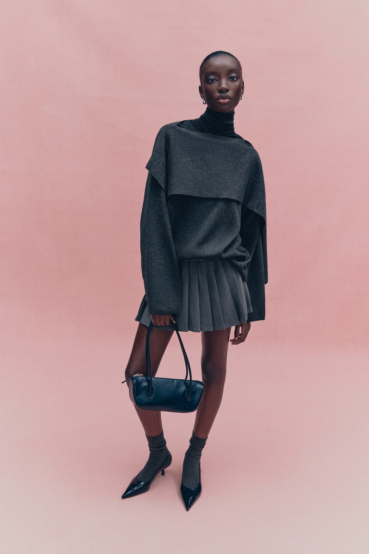 Scarf-detail jumper - Dark grey marl - Ladies | H&M GB