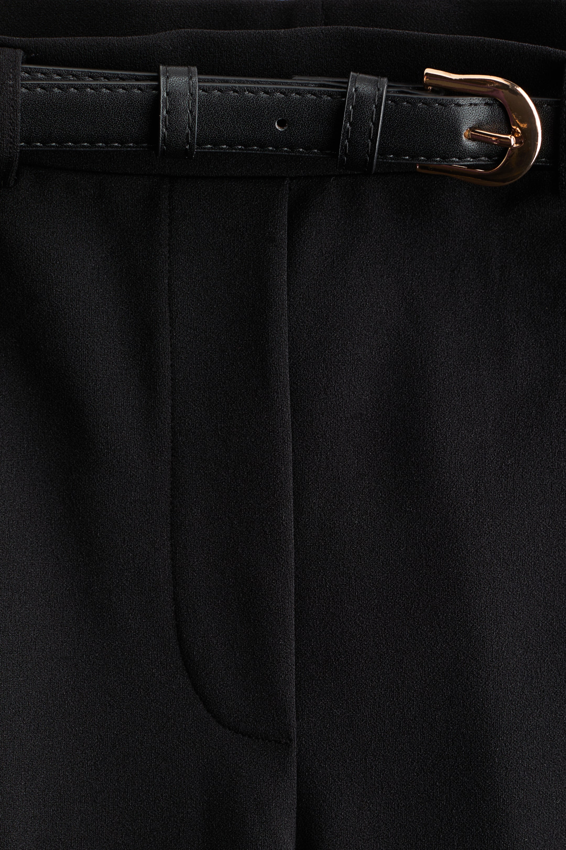 Belted Barrel-Leg Pants