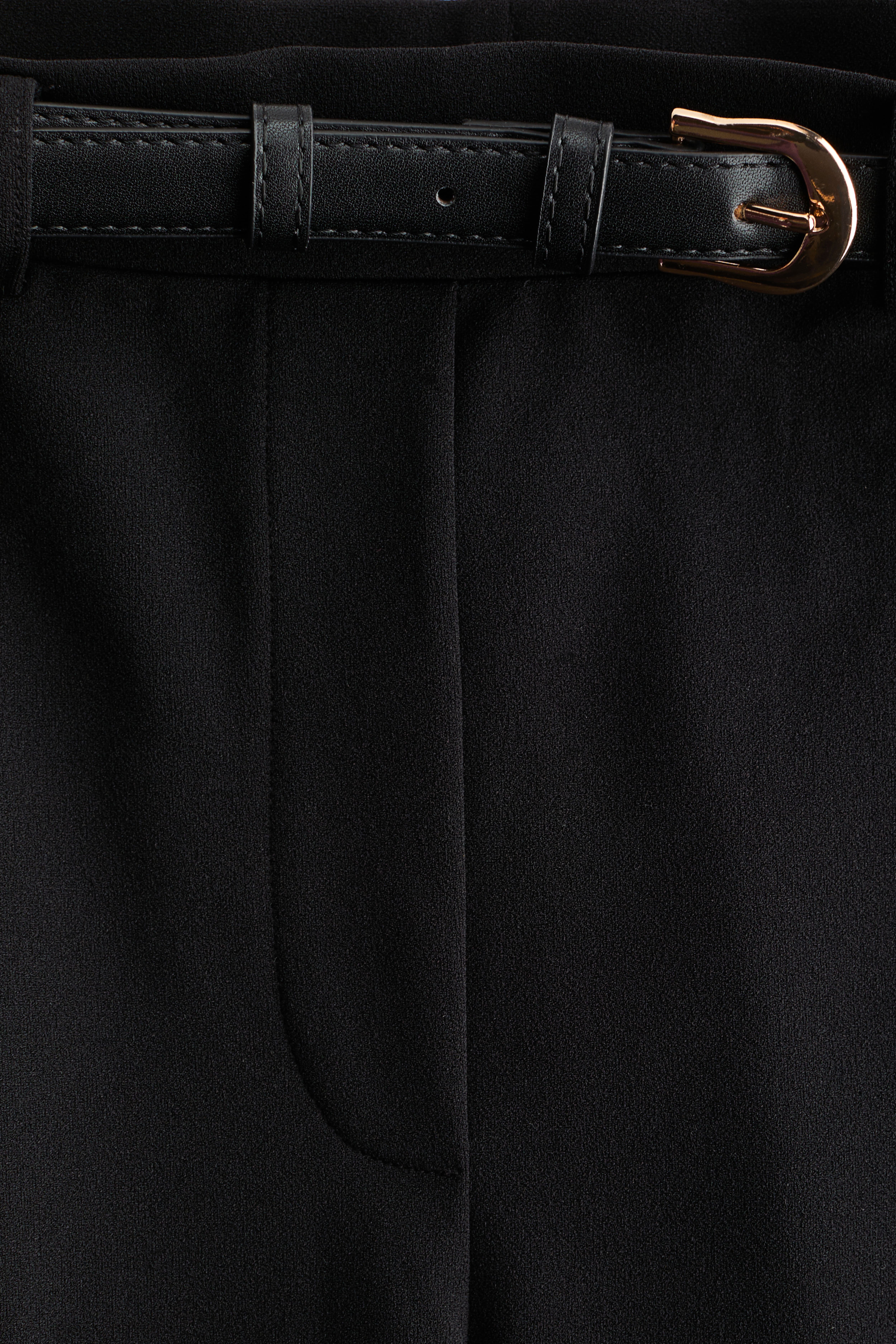Belted Barrel-Leg Pants