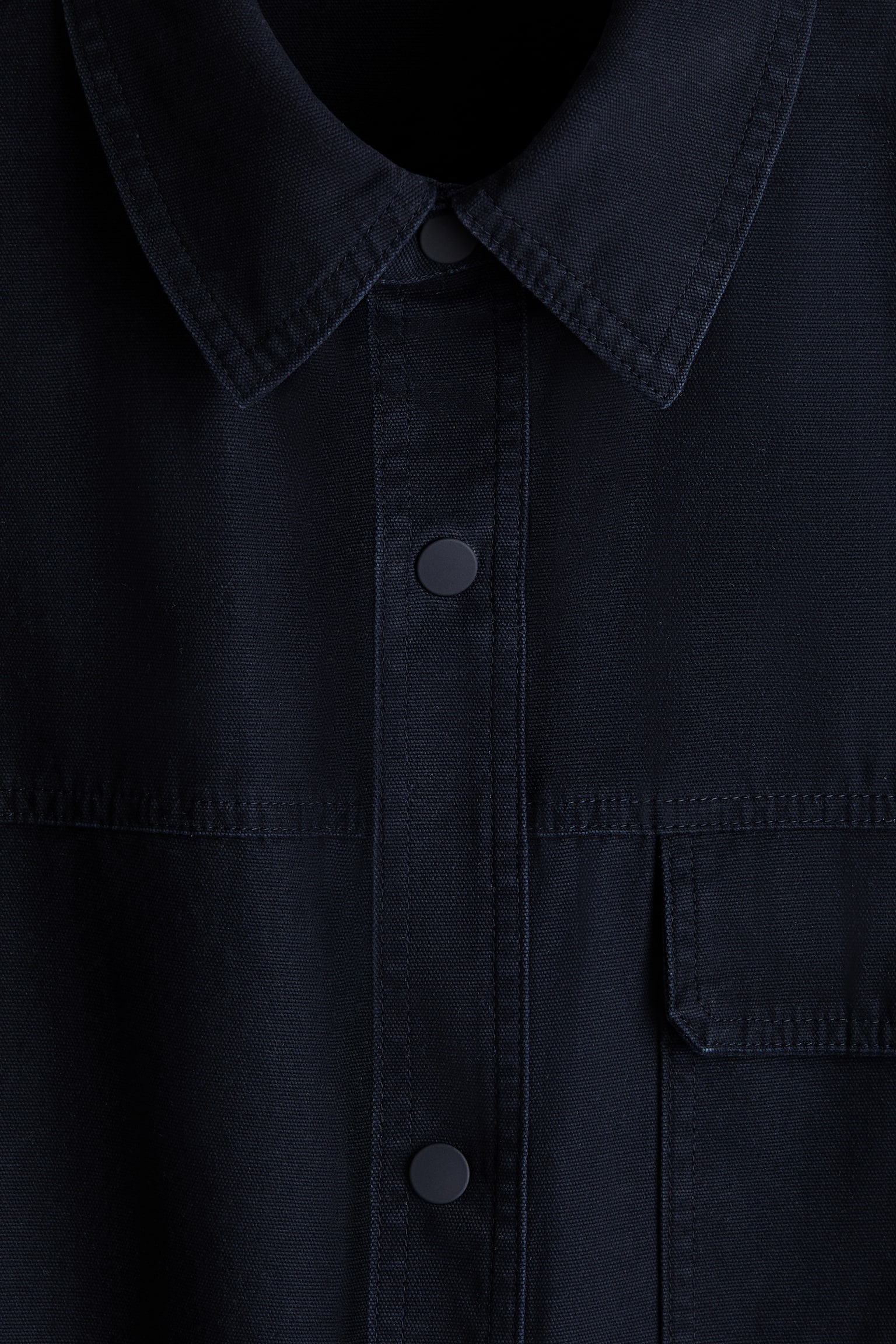 코튼 캔버스 오버셔츠 - 네이비 블루/라이트 베이지 - 3