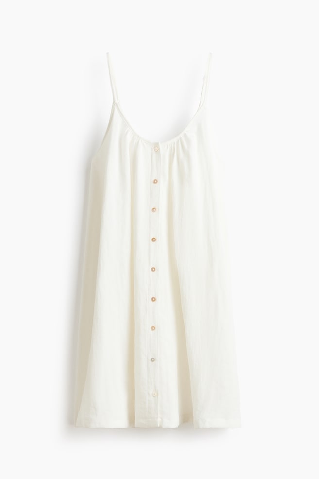 Vestido de crepé con botonadura frontal - Crema - 1