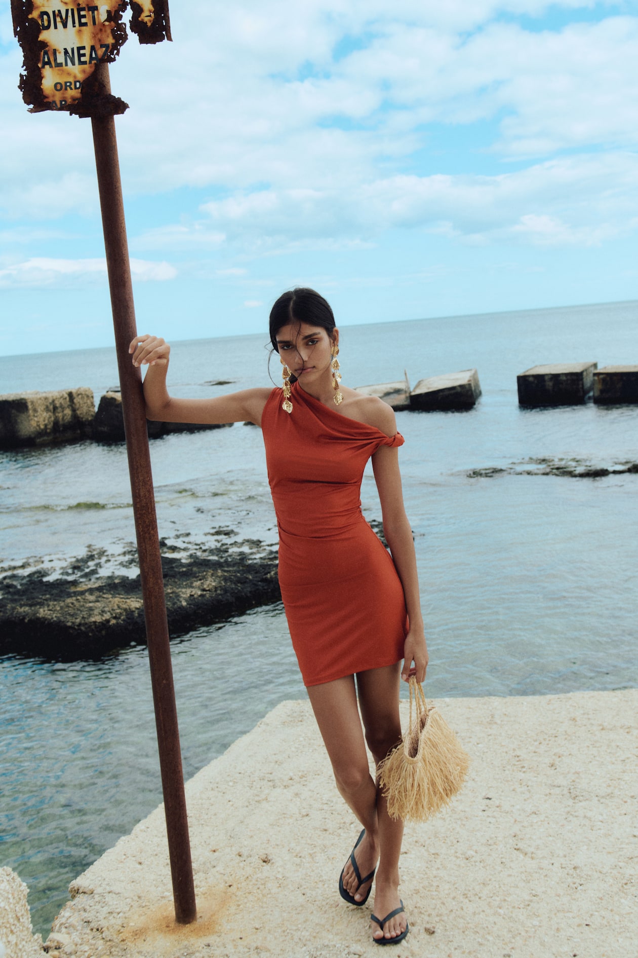 Robe à effet drapé Orange rouille FEMME H&M FR