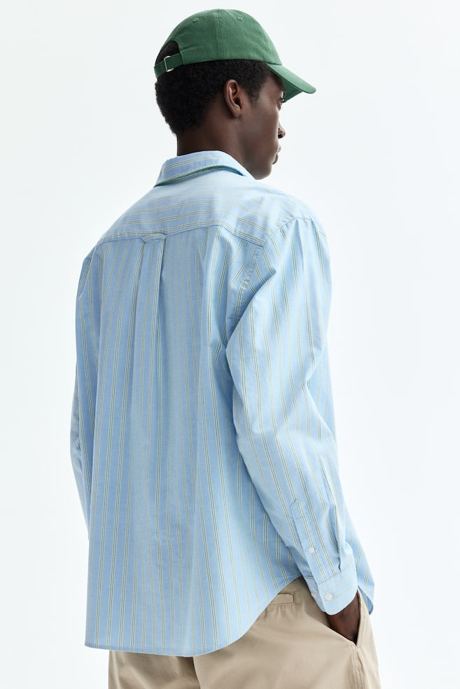 Oxfordhemd in Relaxed Fit-Hellblau/Gestreift - 5