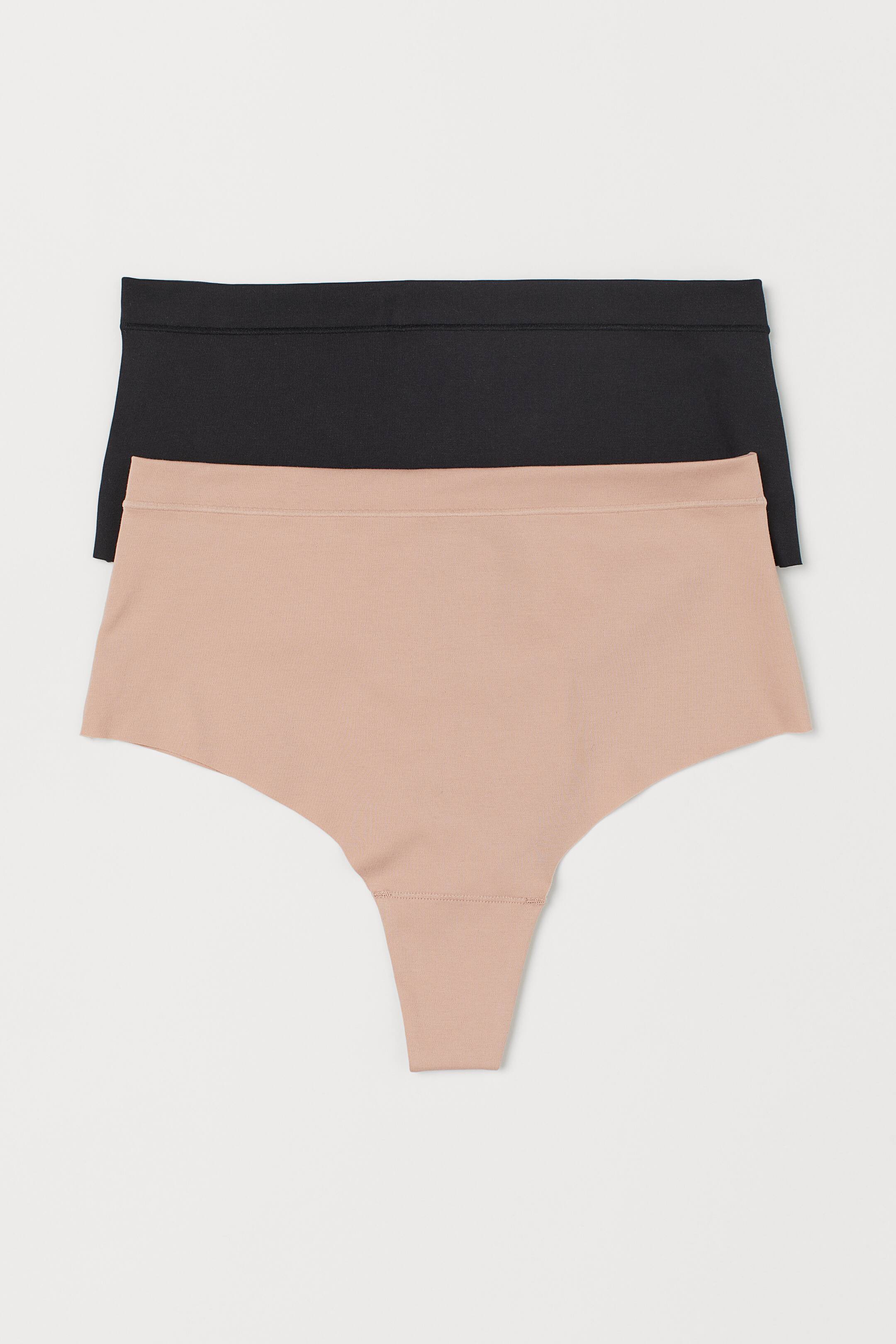 2-pak light shaping briefs - Høj talje - Sort/Pudderbeige - DAME | H&M DK