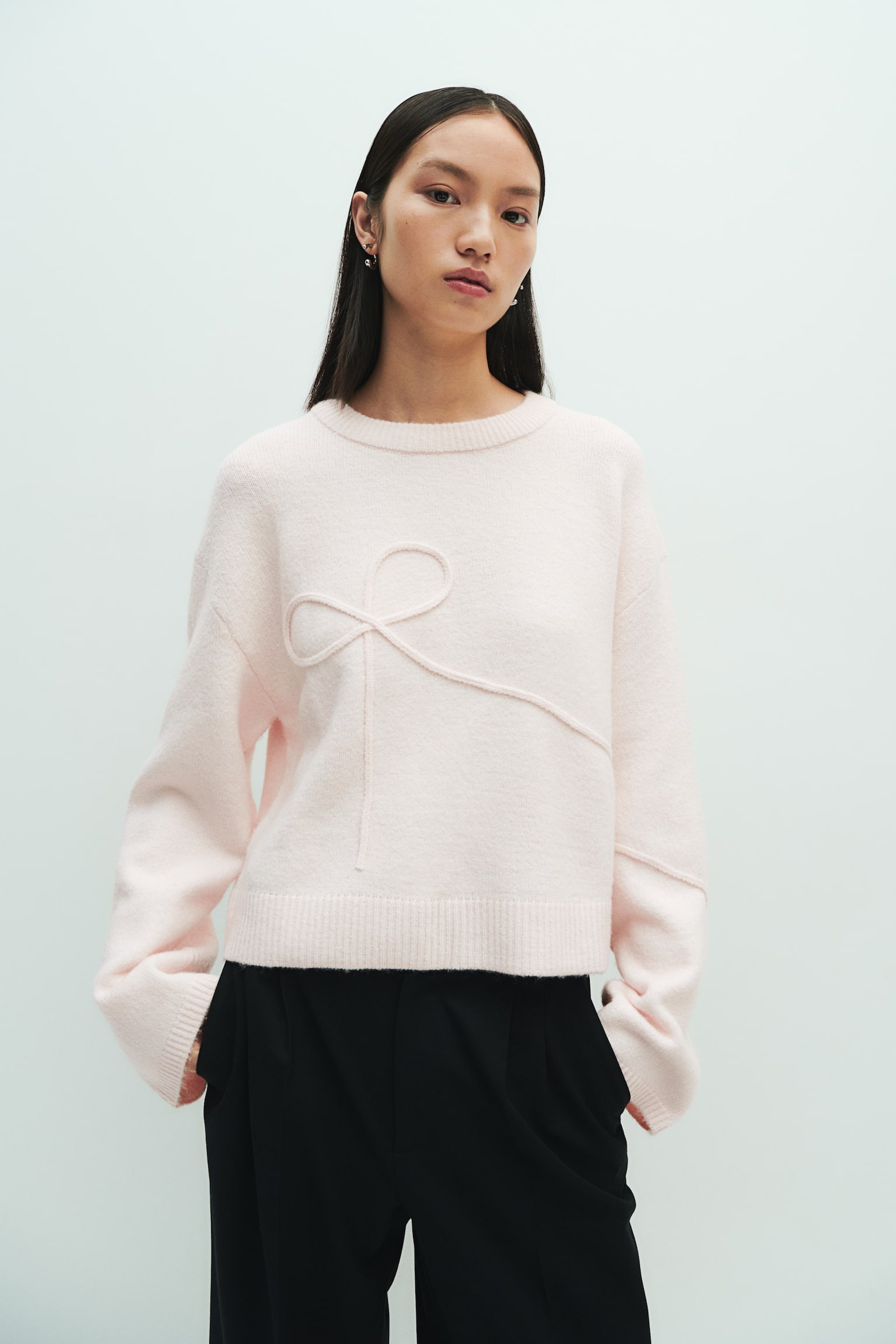 Appliquéd jumper - Light dusty pink/Bow/Cream/Black/Bow - 5