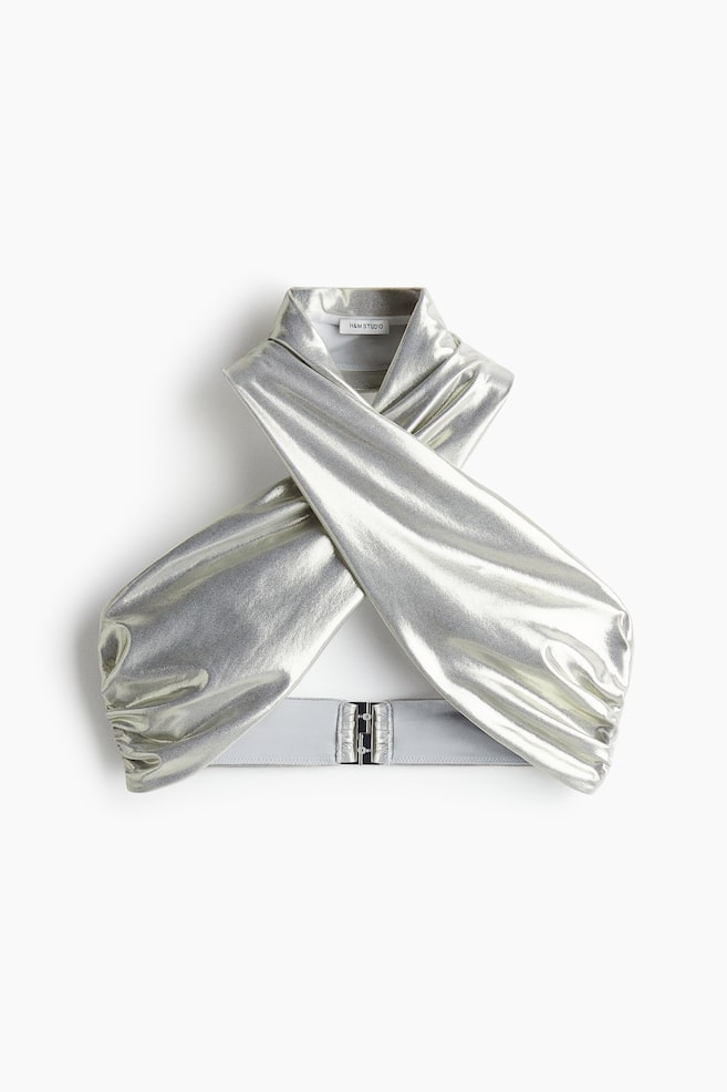 Shiny halterneck bikini top - Silver-coloured - 1