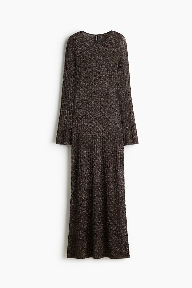 Pointelle-knit maxi dress - Dark brown - 1