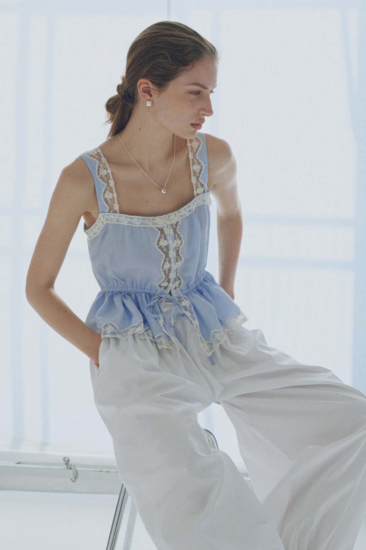 Lace-Trimmed Peplum Top - image 4