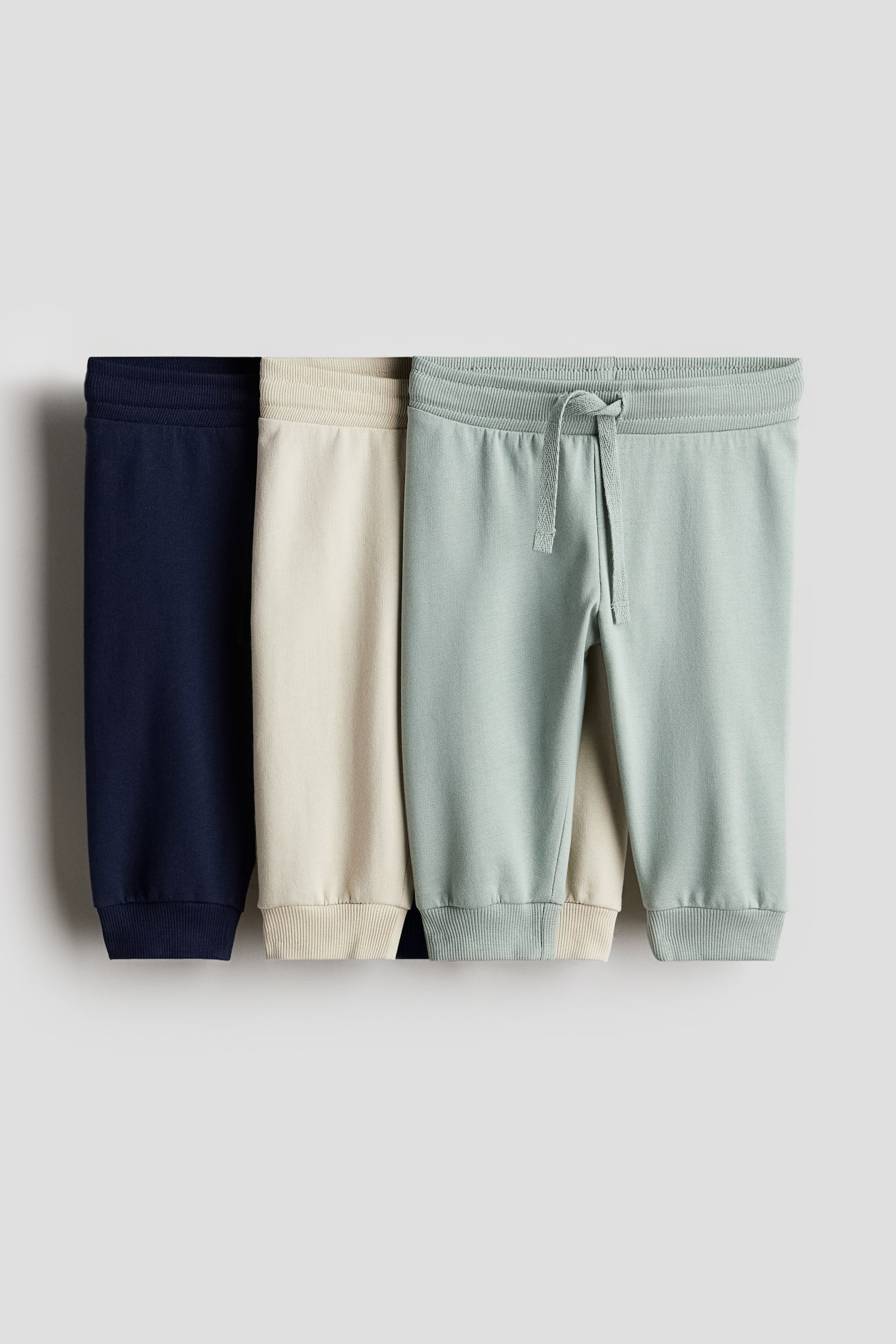 3-pack cotton joggers - Light turquoise/Dark blue/Beige/Khaki green - 1