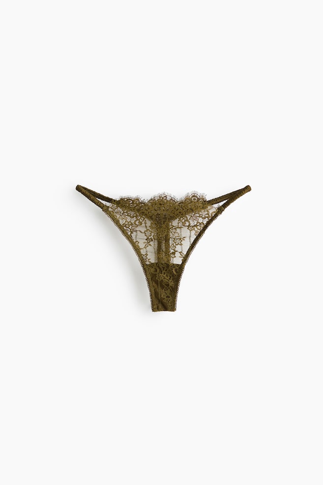 2-Pack Lace Thong Briefs - Khaki green/Cream - 1