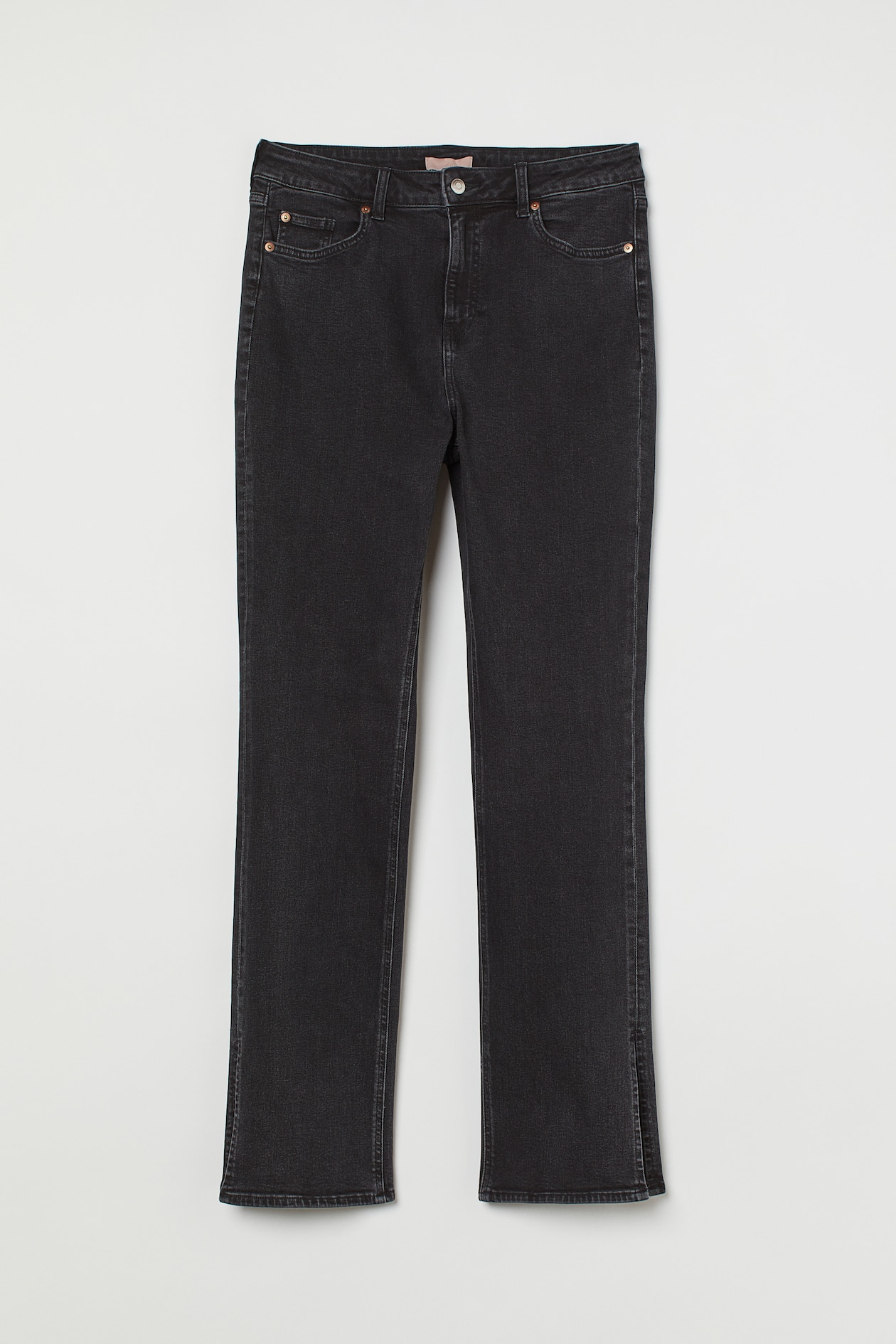 H&M+ Slim High Split Jeans - High waist - Long - Dark denim gray ...