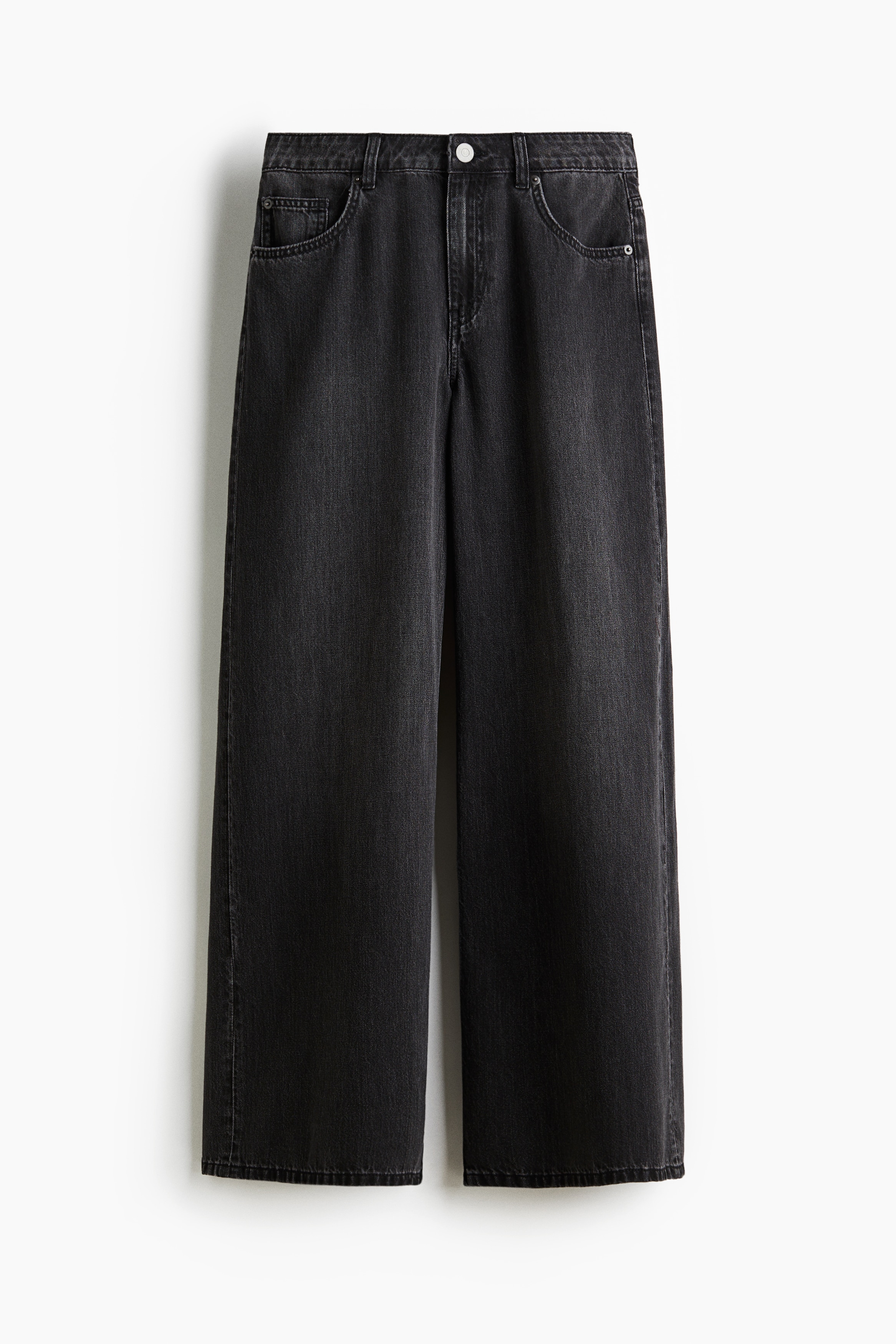 Wide Regular Jeans - Noir délavé/Bleu denim