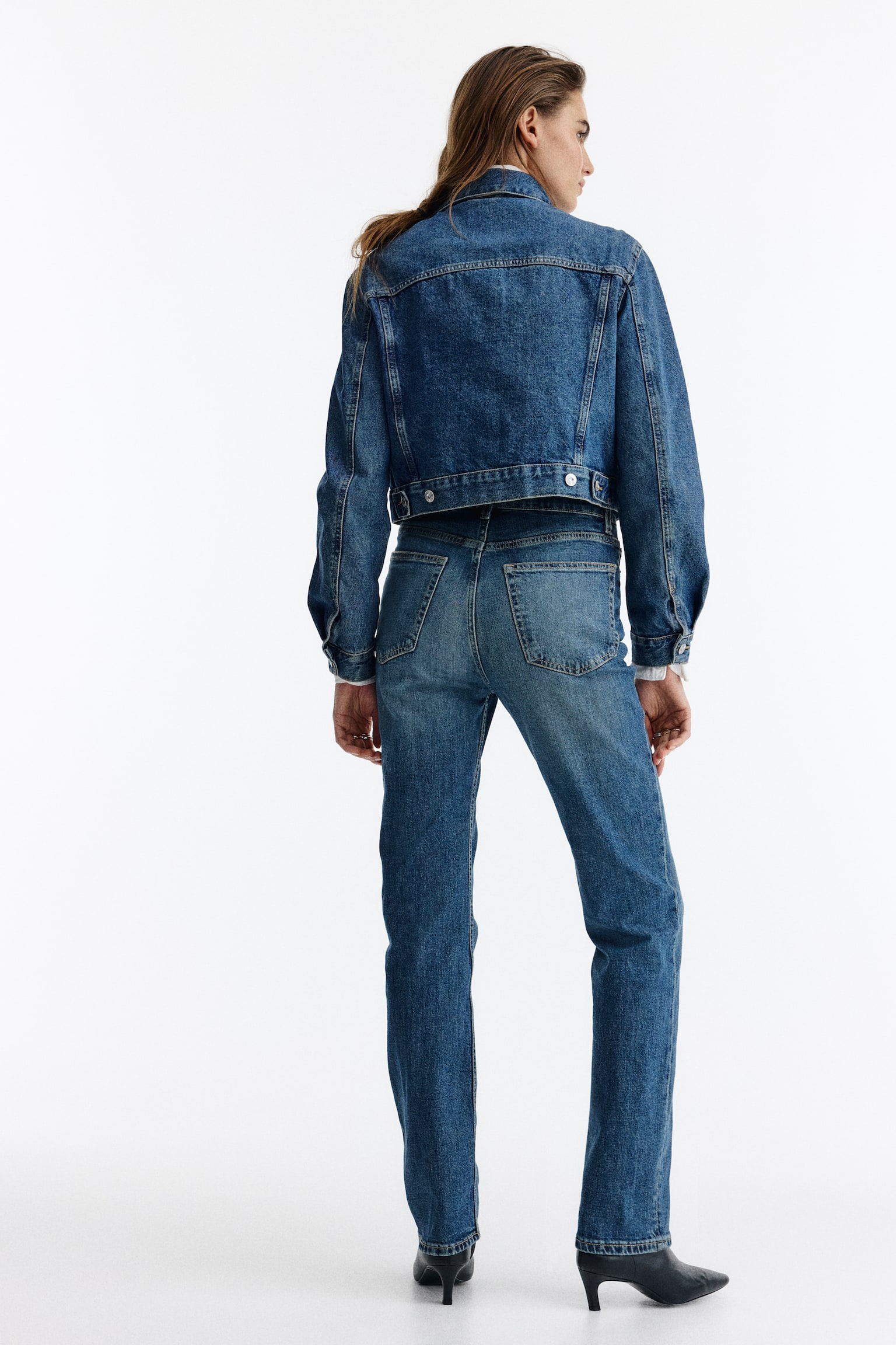 Slim Straight High Waist Jeans - Denimblau - 7
