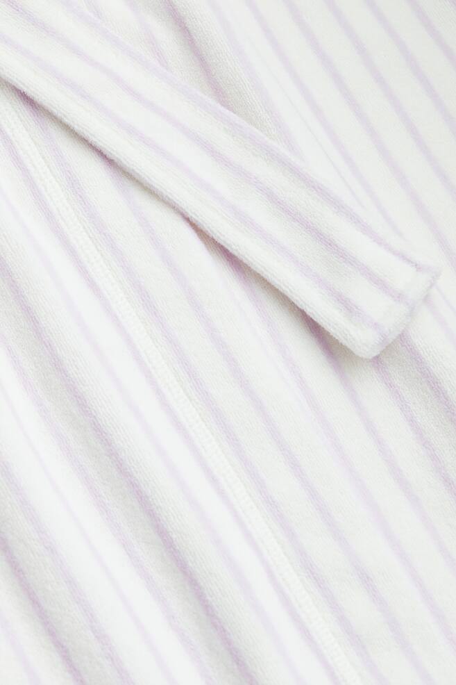 Terry dressing gown - White/Purple striped - 2