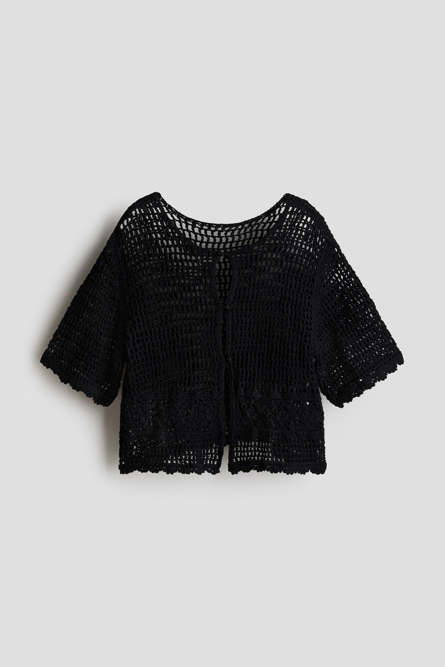 Ζακέτα με διάτρητη πλέξη - Μαύρο