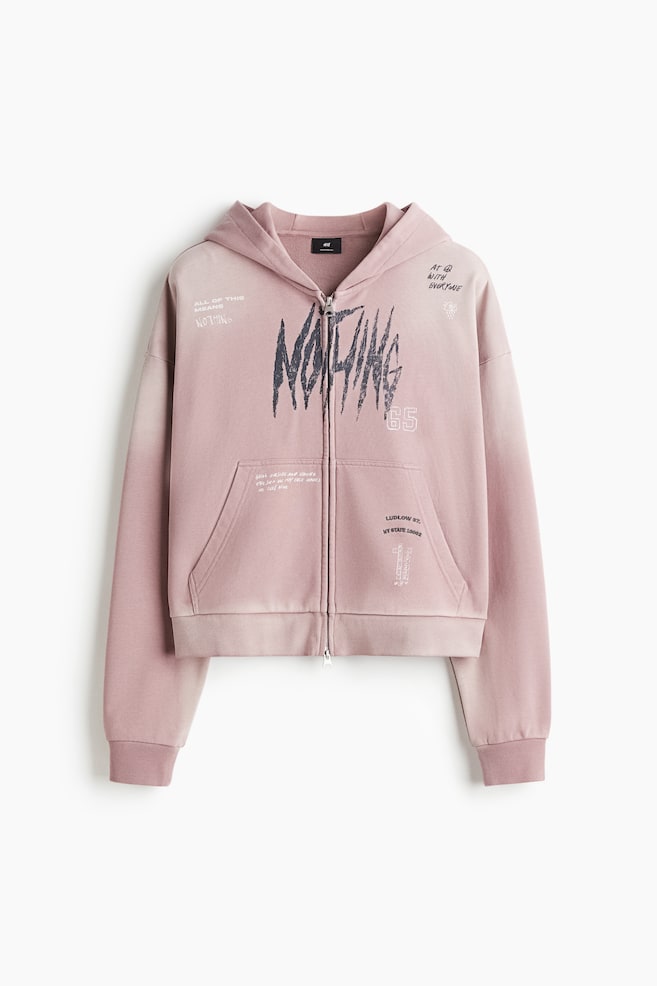 Hoodiejacke mit Zipper in Oversized Fit - Rosa/Nothing - 1