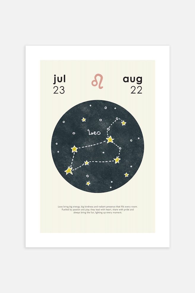 Zodiac Poster - Leo/Gemini/Virgo/Saggitarius/Aries/Scorpio/Capricorn/Cancer/Aquarius/Libra/Taurus - 1