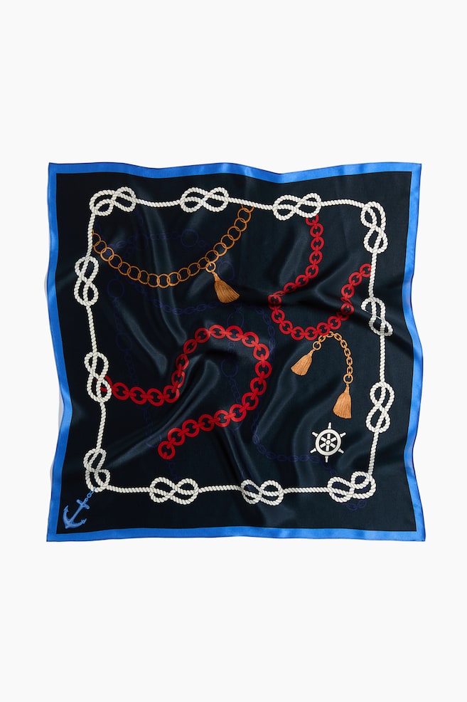 Printed Silk Scarf - Navy blue/knots/Beige/leopard print/Navy blue/green/Light beige/black - 1
