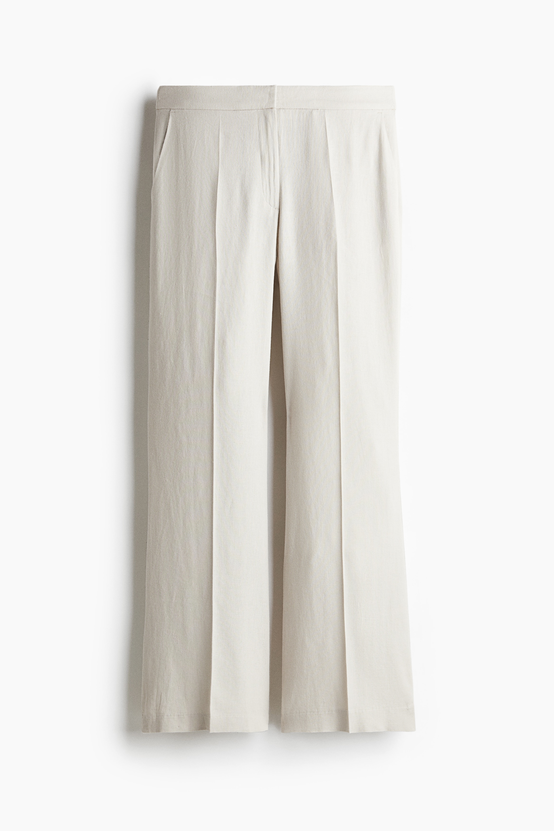 Bootcut-byxa i linmix - Ljusbeige/Svart/Vit