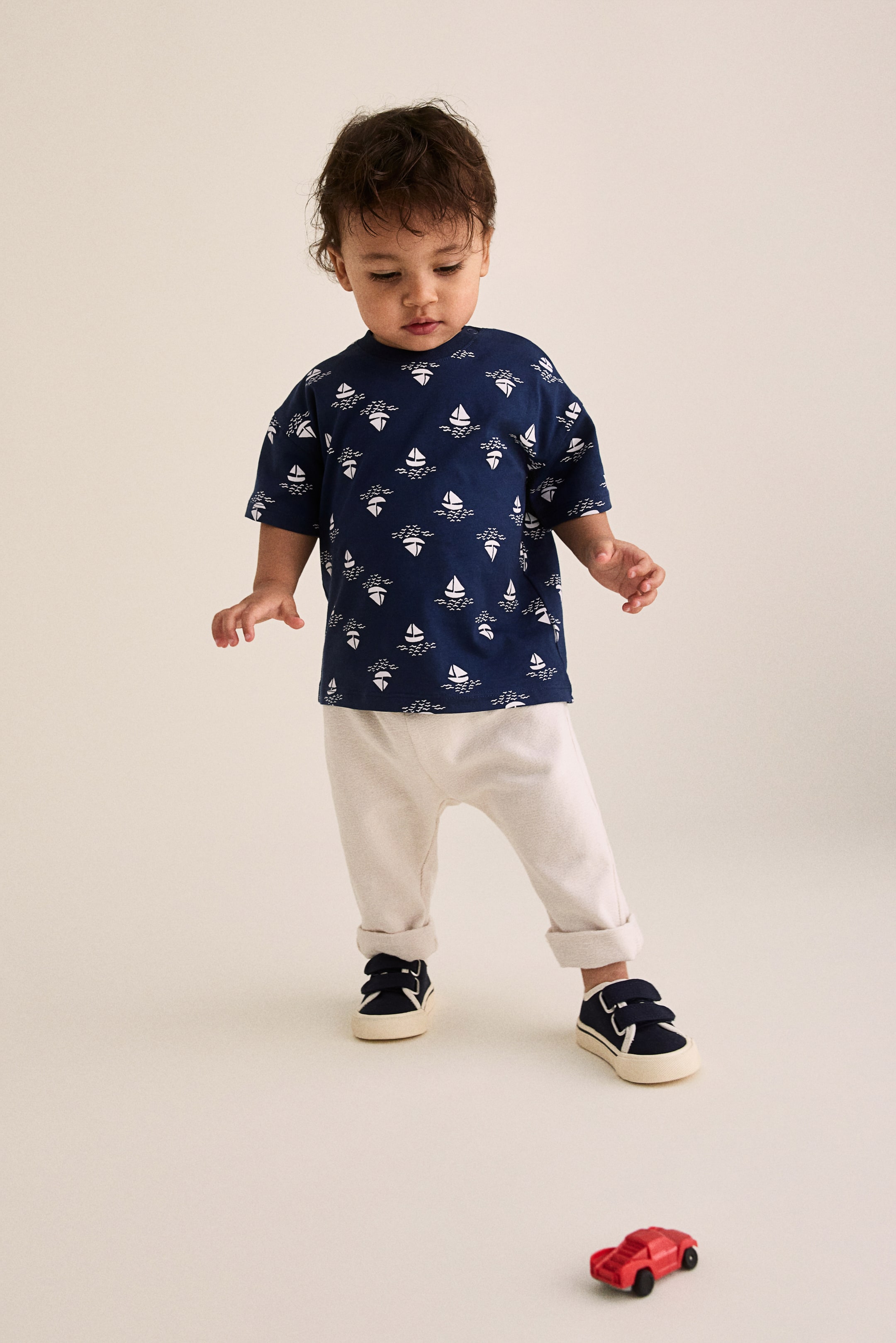 2-pack printed cotton T-shirts - Navy blue/Sailing boats - Kids | H&M GB