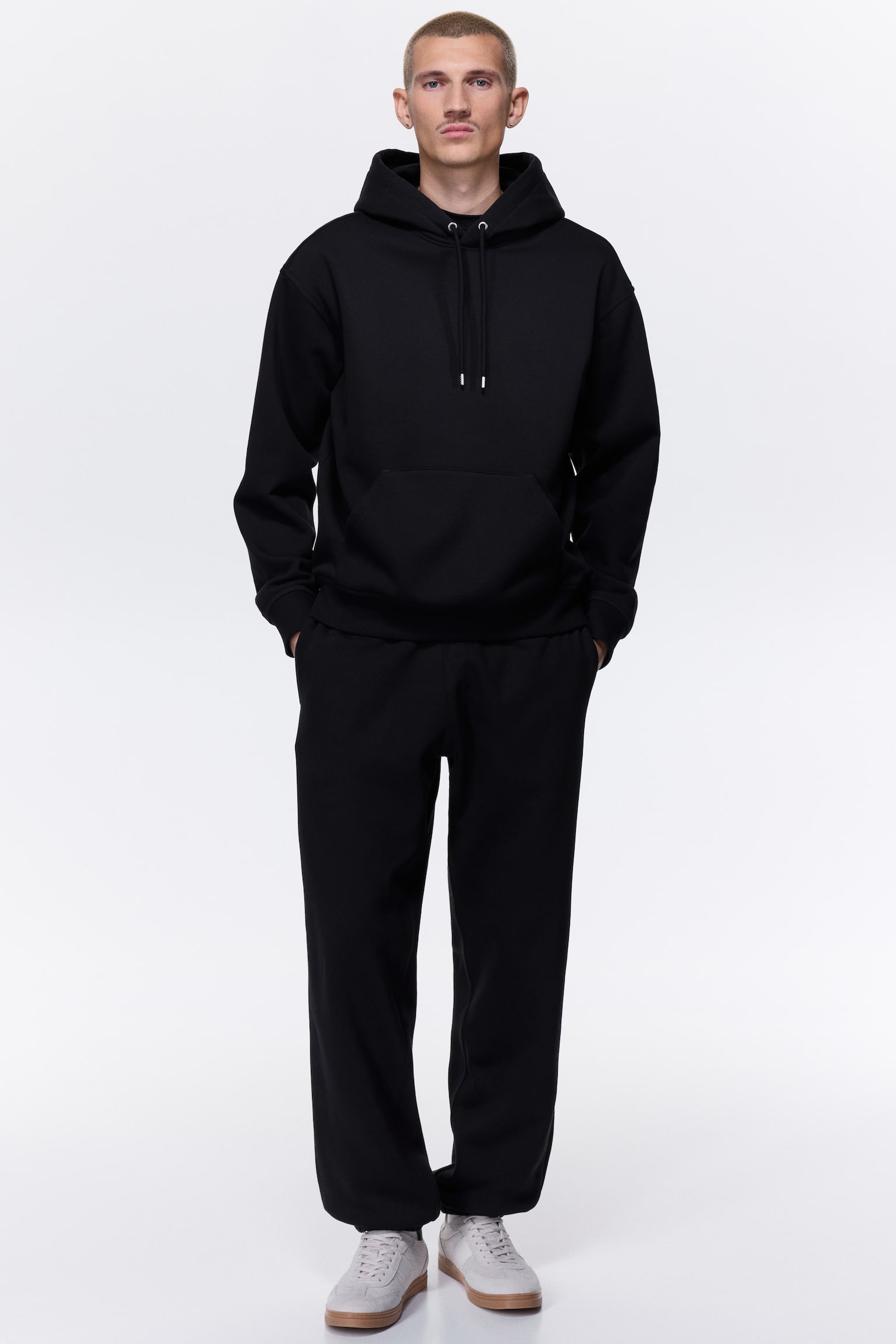 Loose Fit Hoodie - Black/Dark gray/Dark khaki green/Light gray melange/Dark forest green/Dark brown/Plum/Navy blue/Light blue/Beige/White/Dark teal/Pink/Light beige/Pink/Light beige - 3