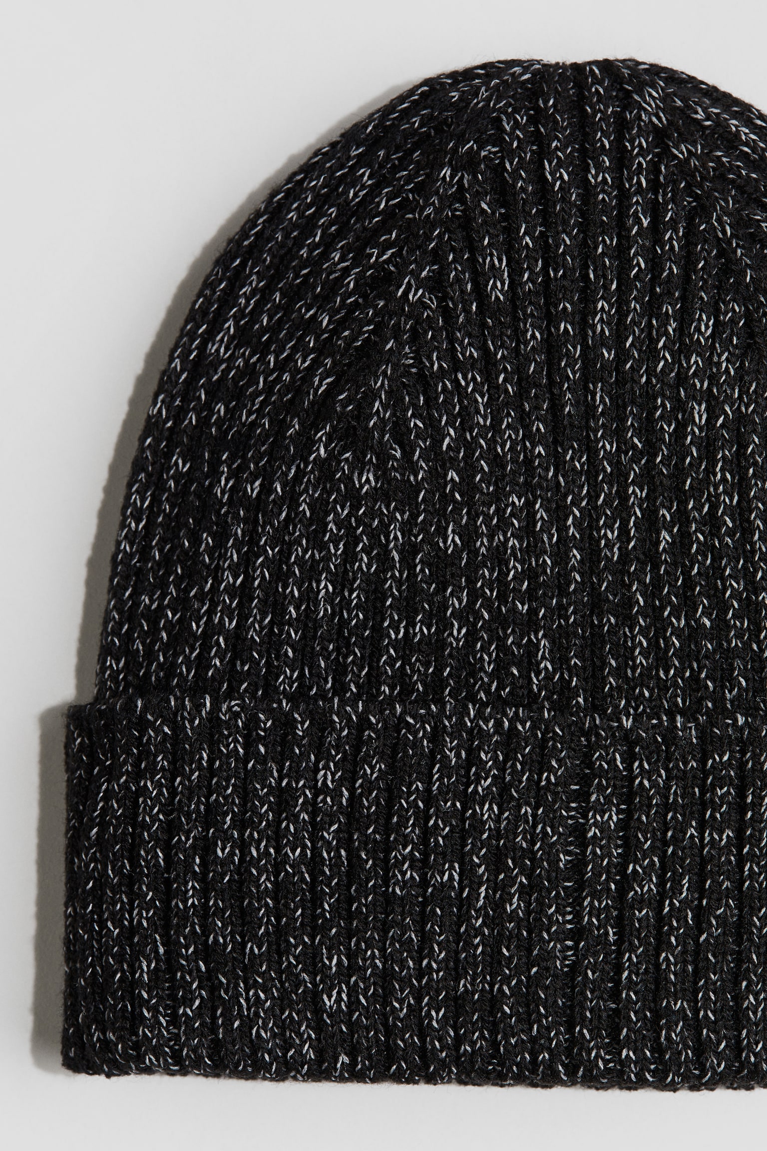 Reflective rib-knit beanie - Black marl/Light pink marl - 2