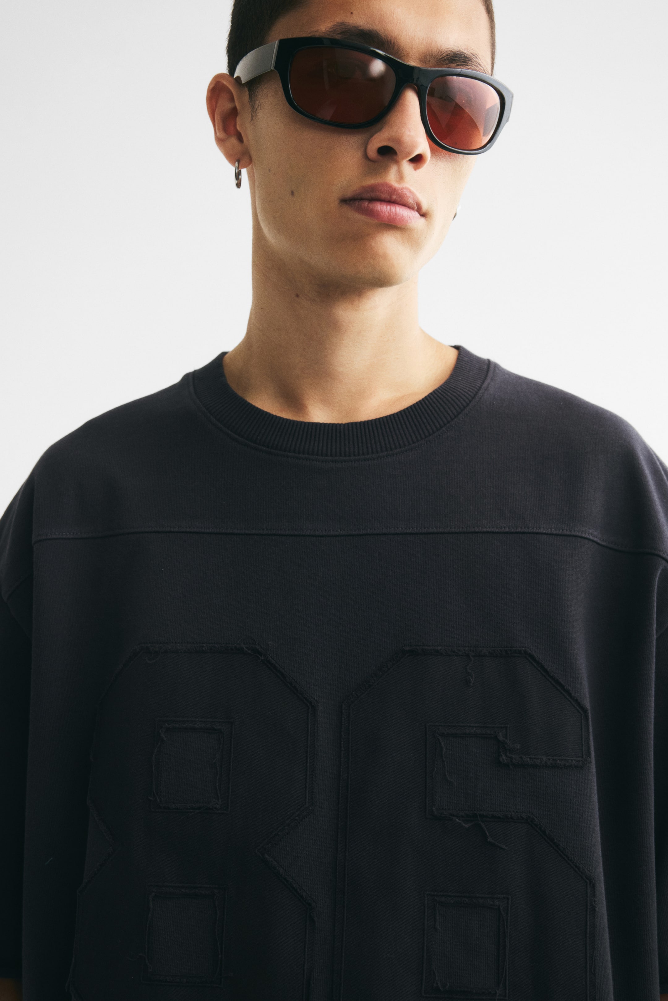 Oversized Motif-Detail Cotton T-Shirt