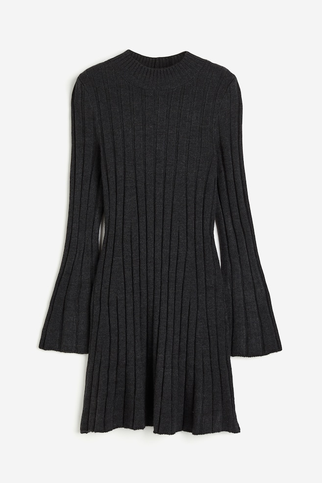 Rib-knit dress - Black/Cream - 2