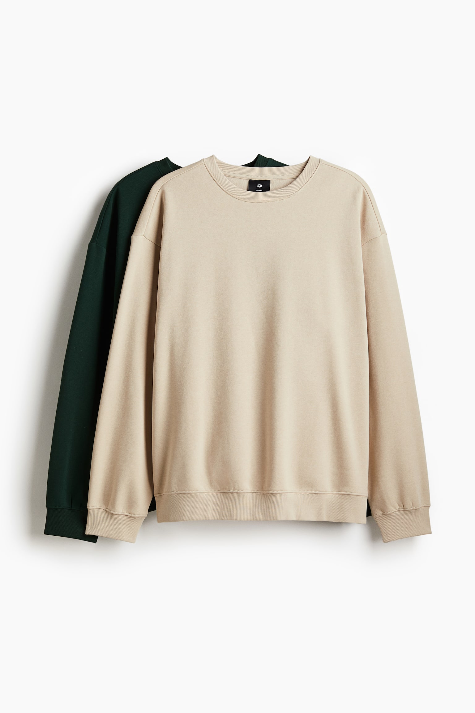 2-pack Loose Fit sweatshirts - Beige/Forest green/Light grey marl/Black - 2