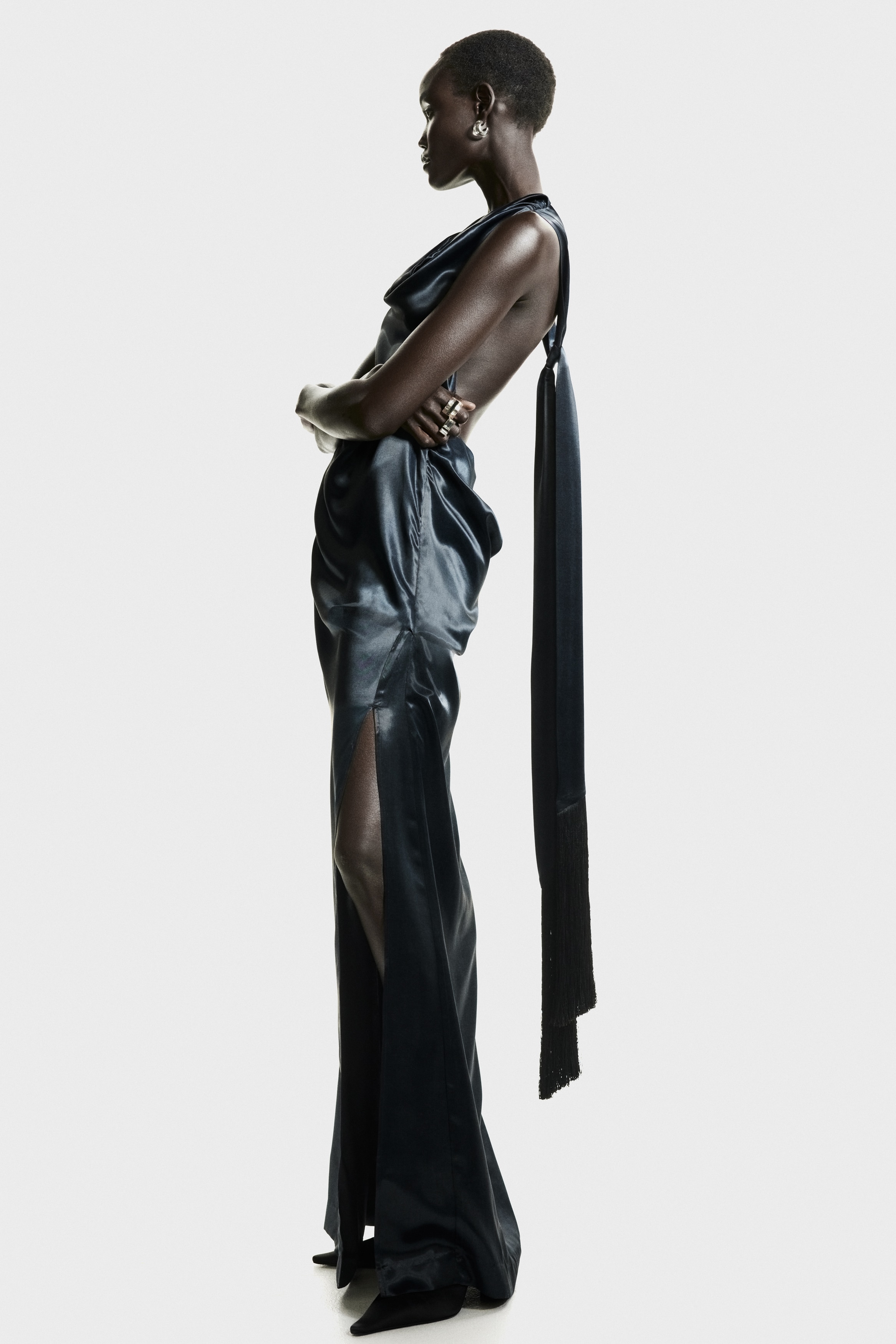 Halterneck satin dress