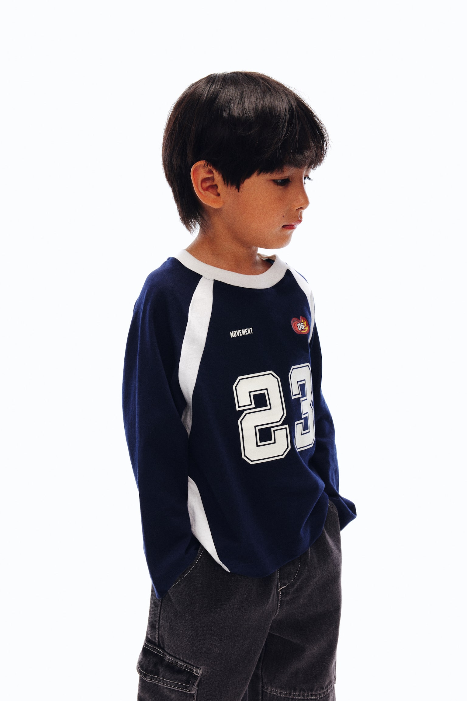 Printed long-sleeved T-shirt - Navy blue/Movement/White/Movement/Light blue/Movement - 6