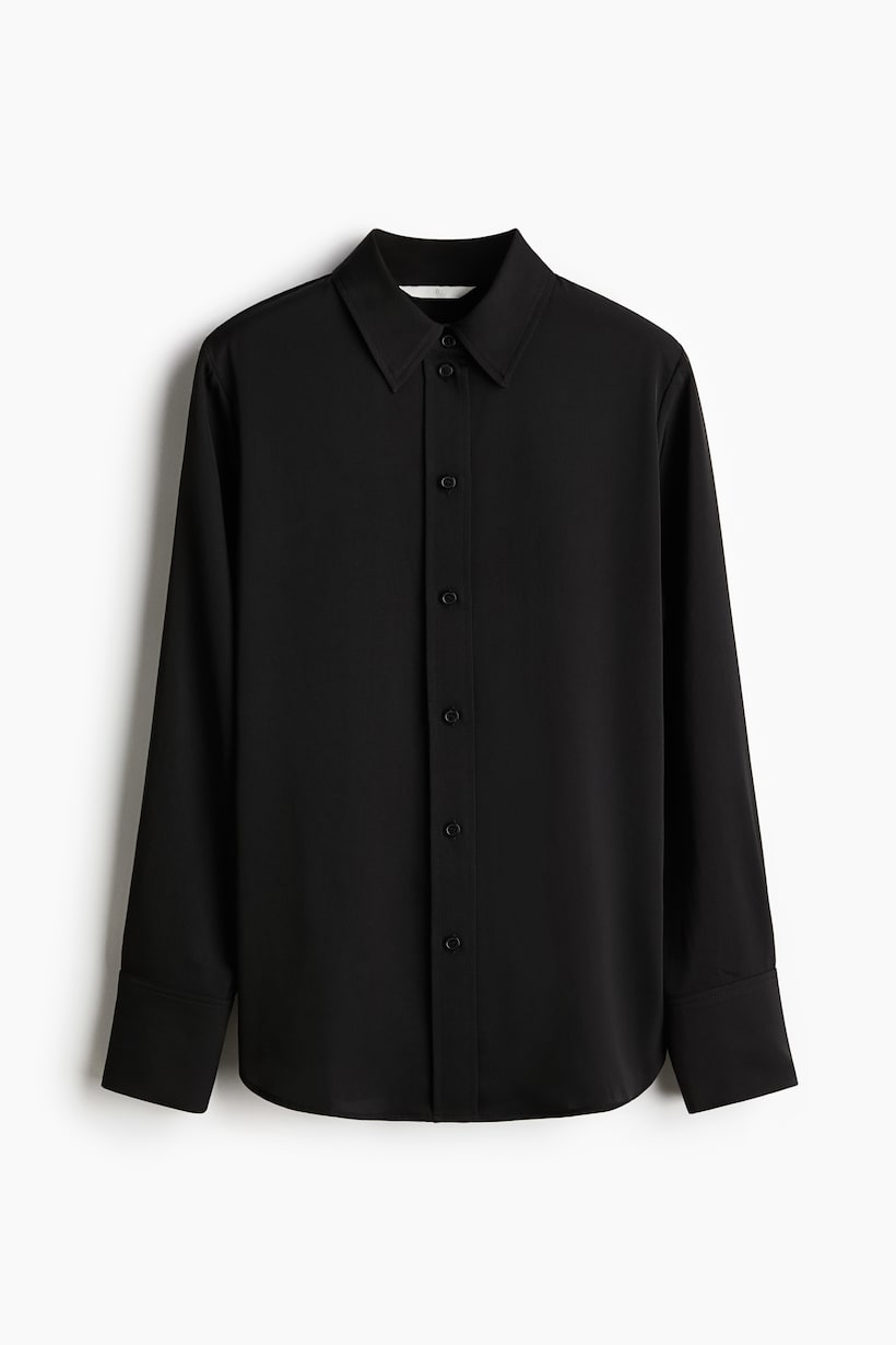 Amazon Camisa Negra Con Cuello Blanco Camisas Y Blusas De Mujer