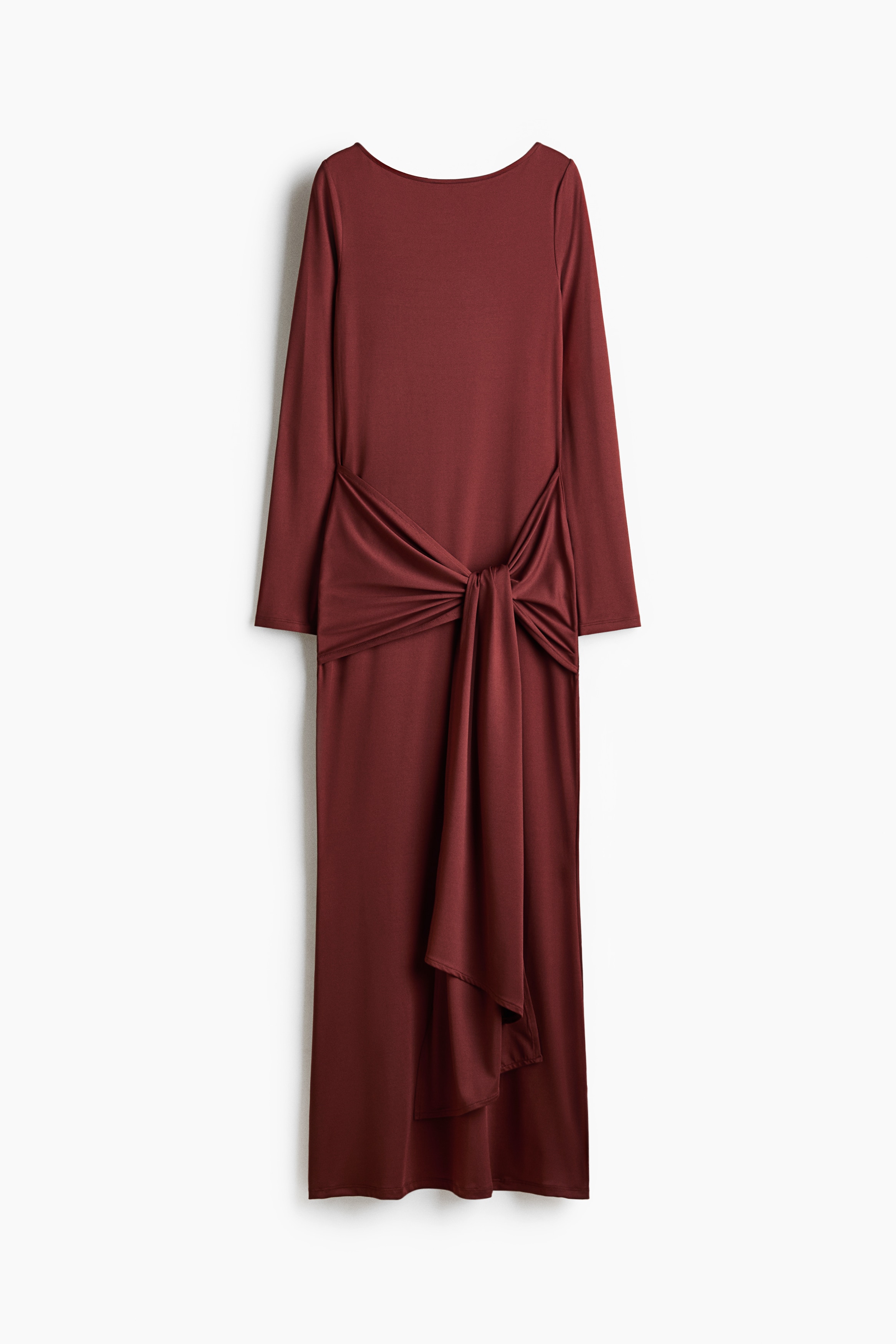 Tie-detail jersey dress - Rust brown/Black