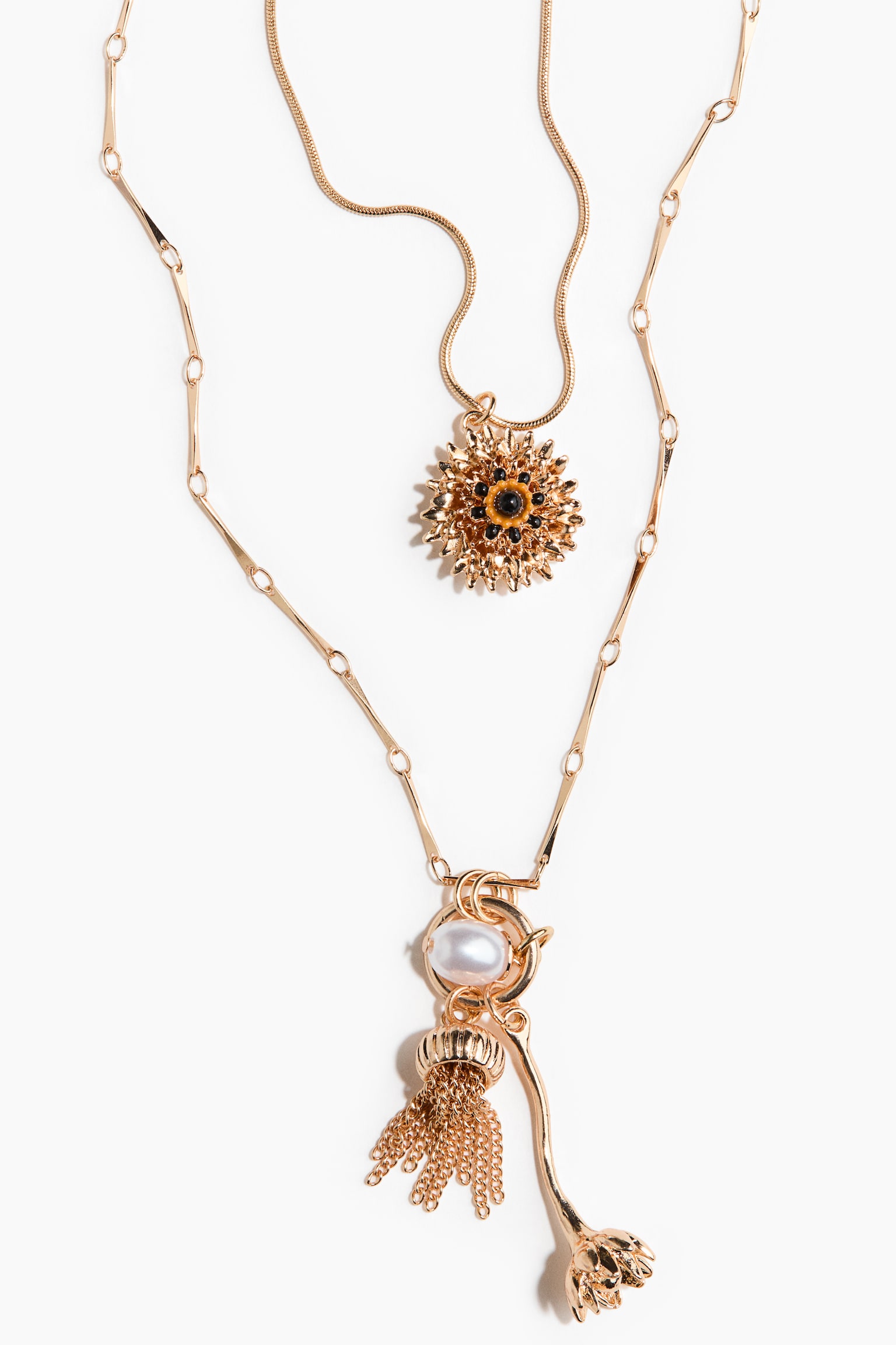 Two-strand pendant necklace - Gold-coloured - 3