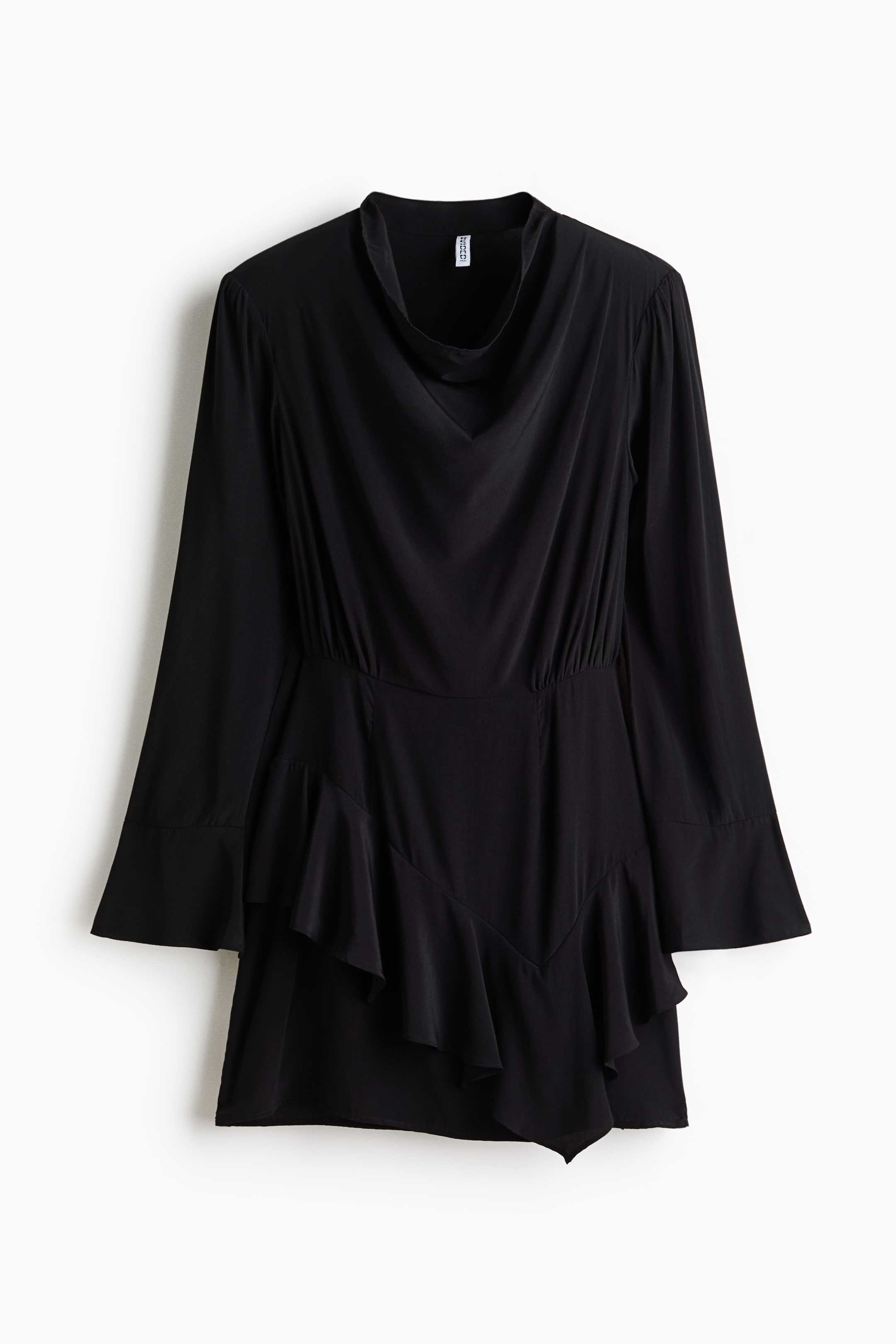 Flounced Cowl-Neck Dress