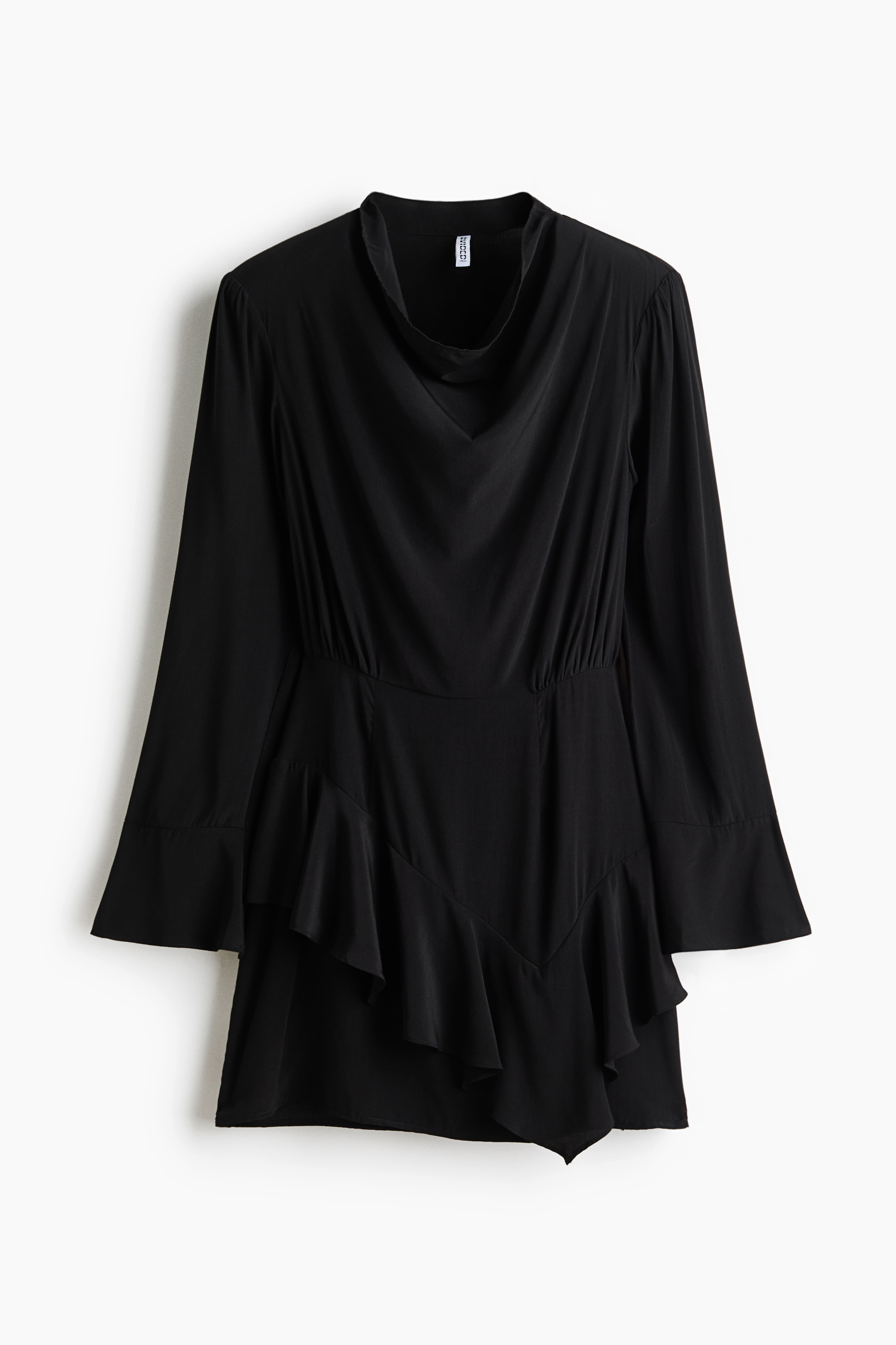 Flounced Cowl-Neck Dress