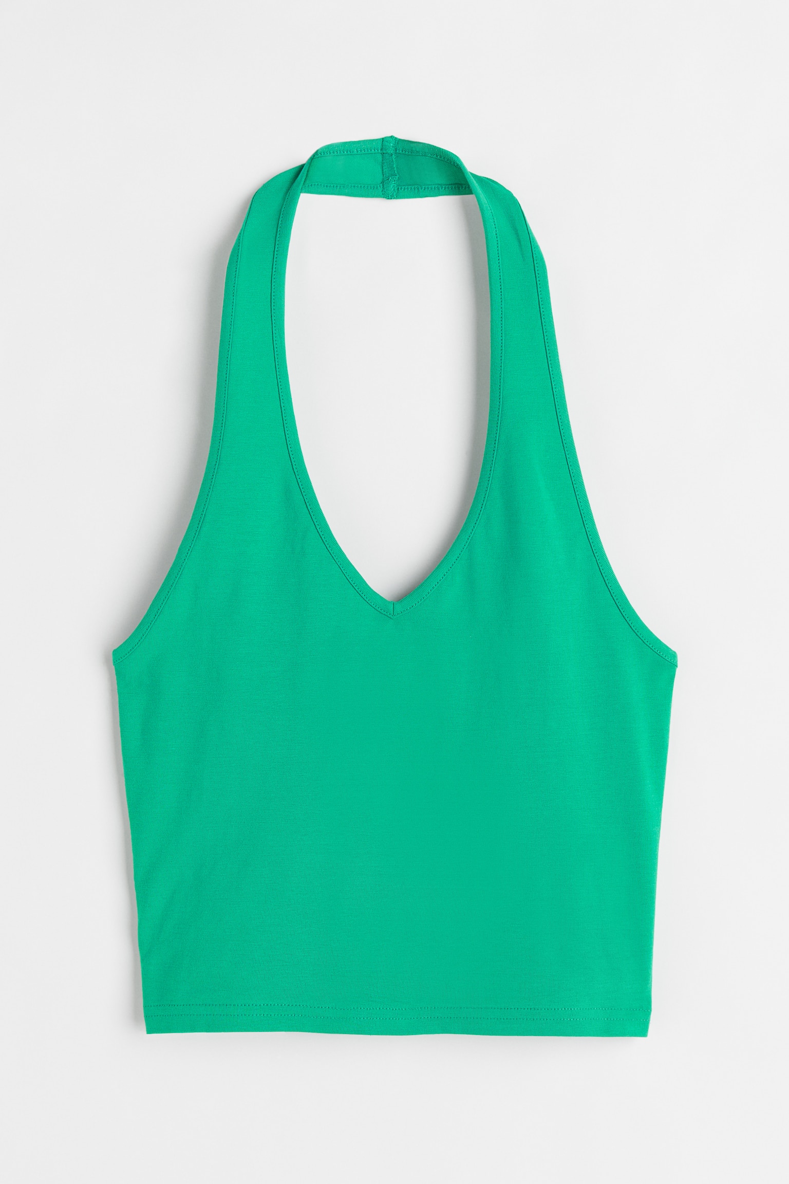 Halterneck V-neck Top - Green/White/Black - 1