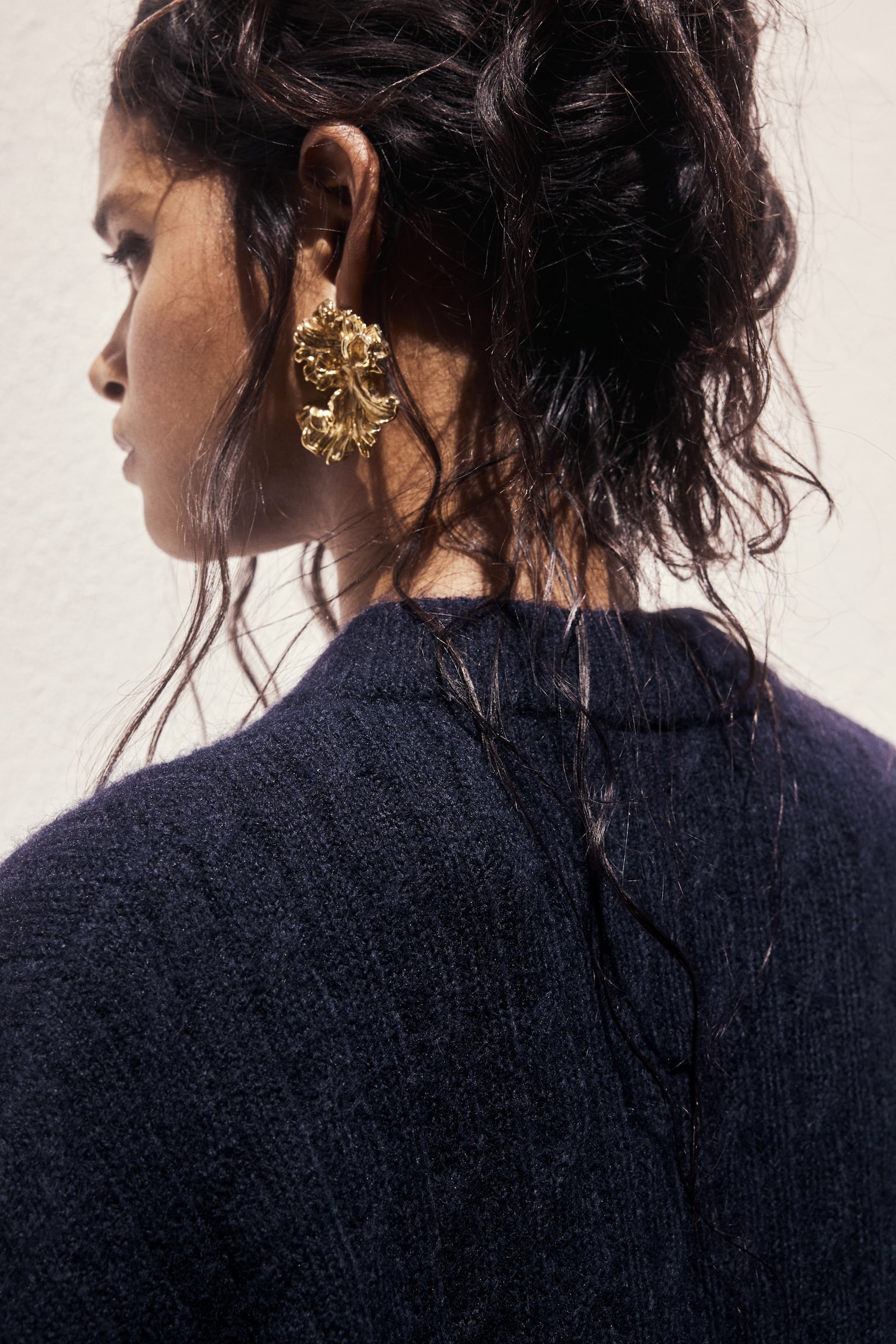 Cable-knit bomber jacket - Navy blue/Light grey marl - 5