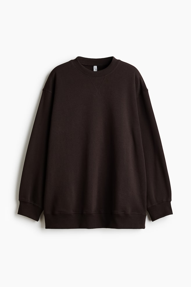 Oversized sweatshirt - Dark brown/Light beige/Pale pink - 1