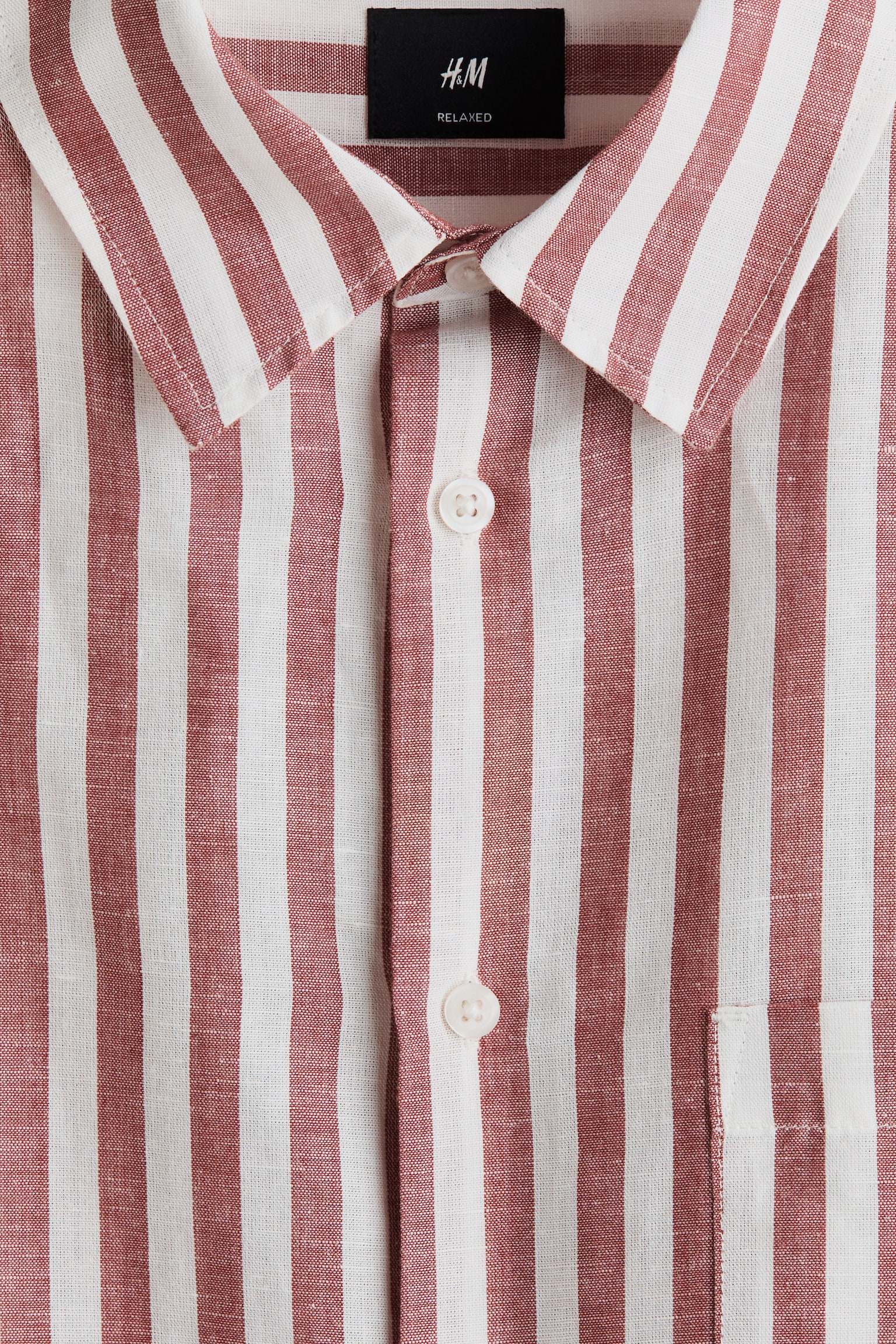 Relaxed Fit Linen-blend shirt - Rust red/Striped/Light blue/White/Light blue/Striped/Light beige/Dark khaki green/Dark brown - 3