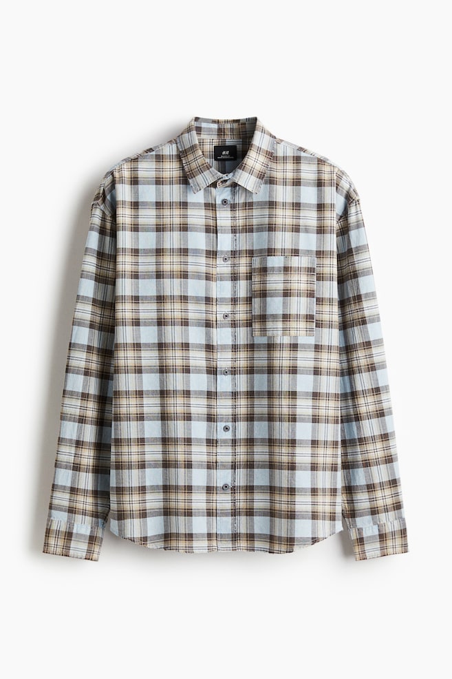 Loose-Fit Shirt - Brown/blue plaid - 1