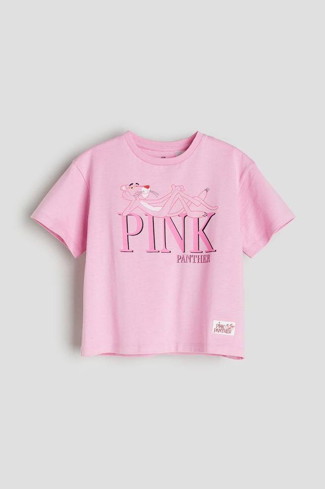 T-shirt med tryckt motiv - Ljusrosa/Rosa pantern - 1