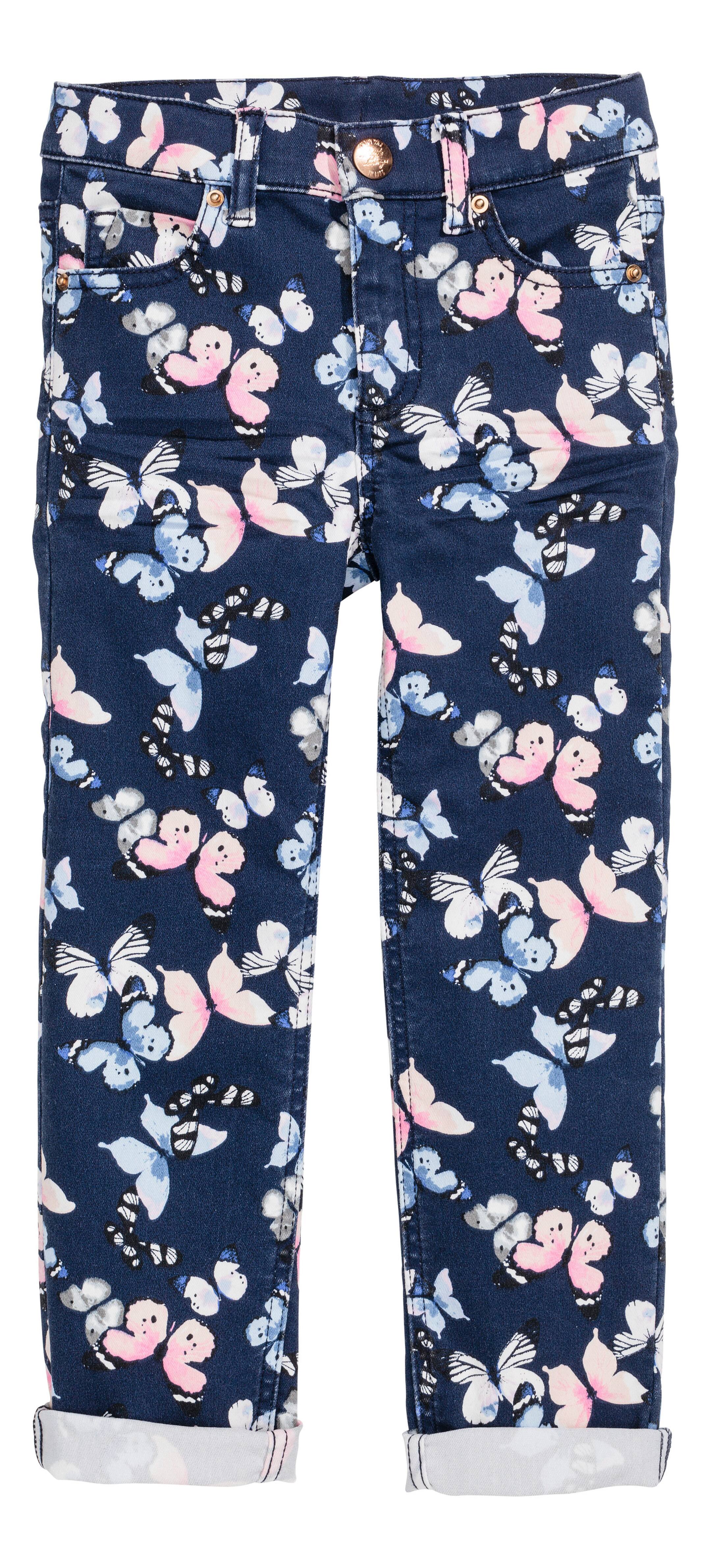 View larger image: Twill trousers - Dark blue/Butterflies - Kids | H&M GB 1