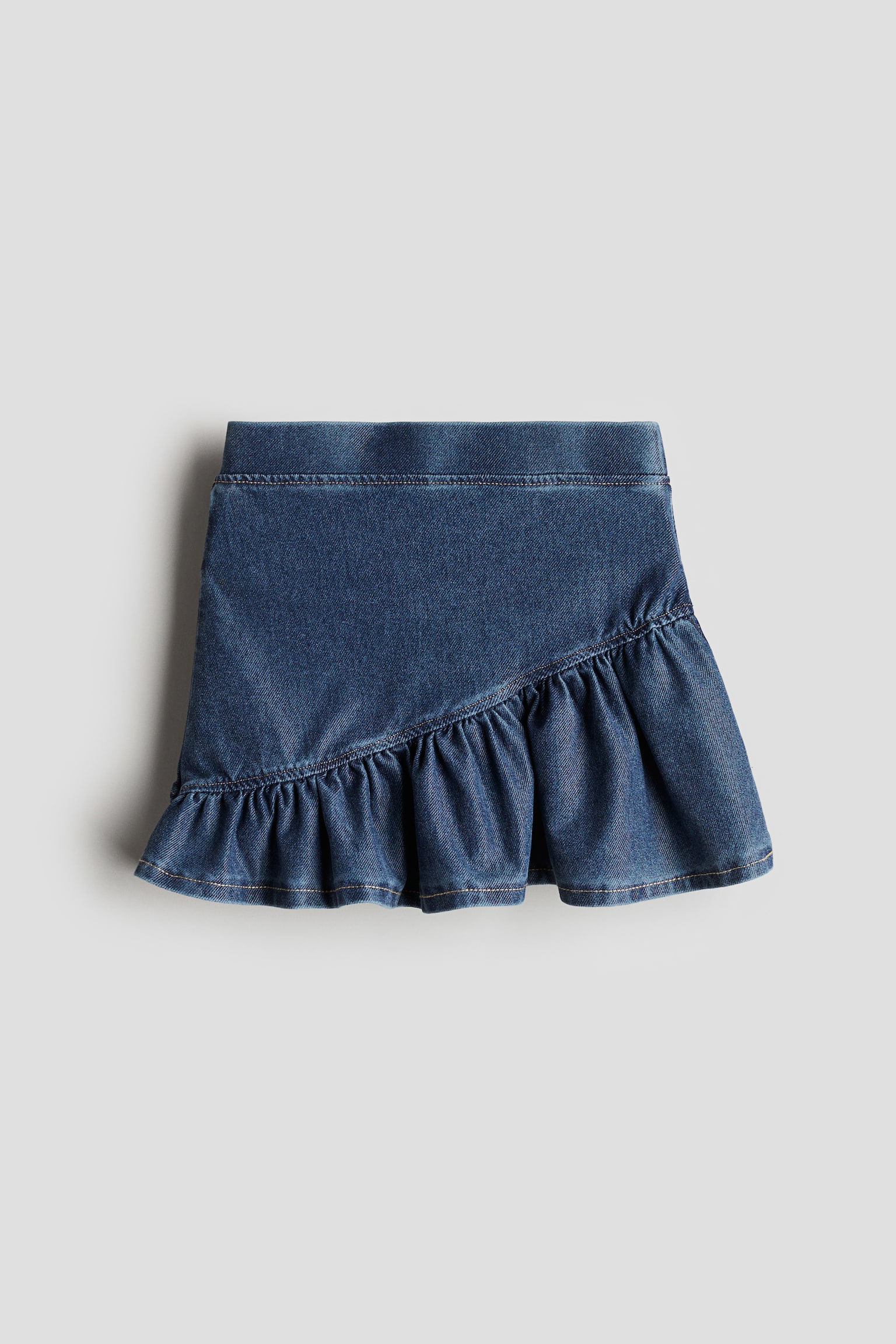 Flounced denim-look skirt - Dark denim blue/Denim grey/Light pink/Denim blue - 1