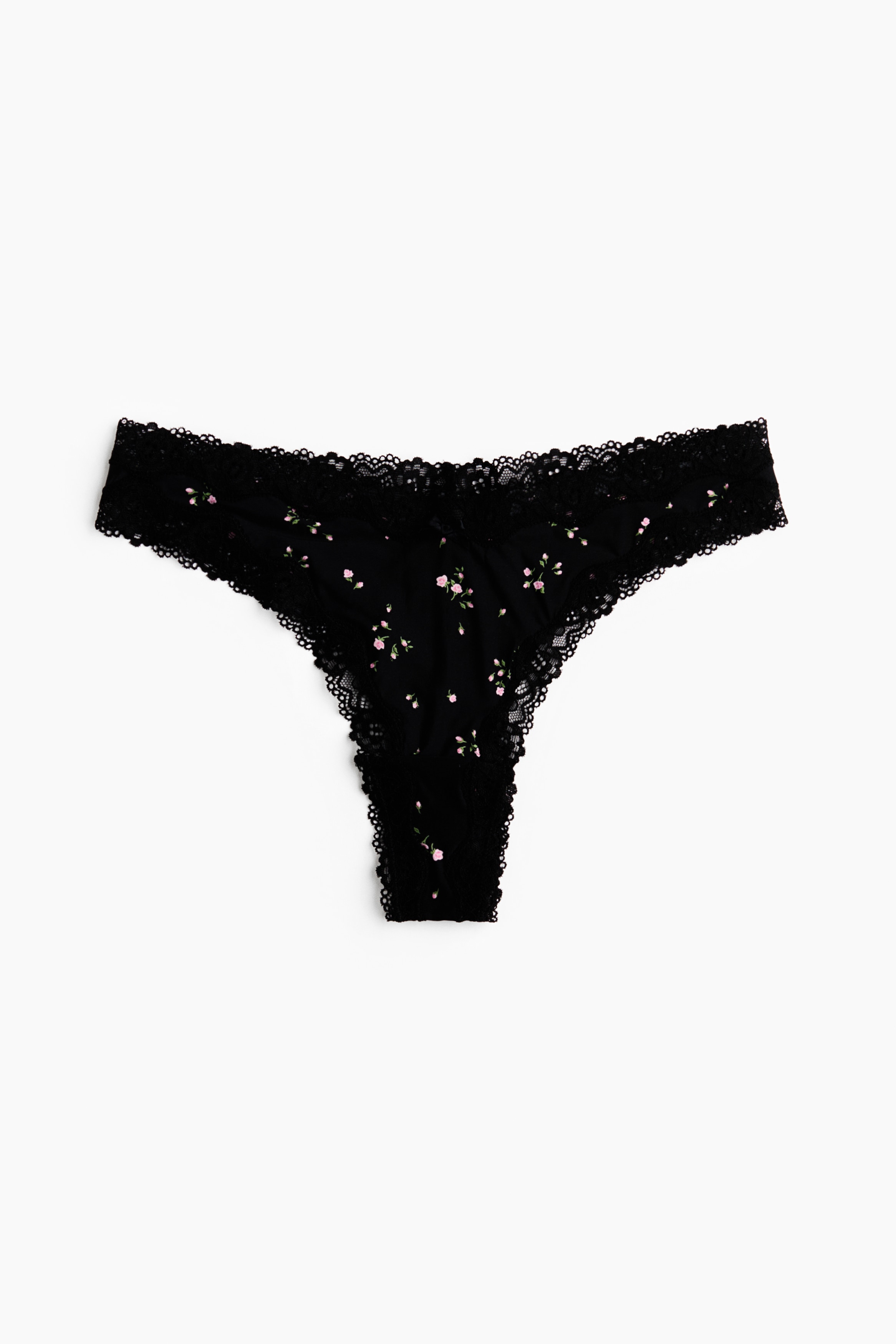 Women's Black 5-pack Microfiber and Lace Brazilian Briefs | H&M US