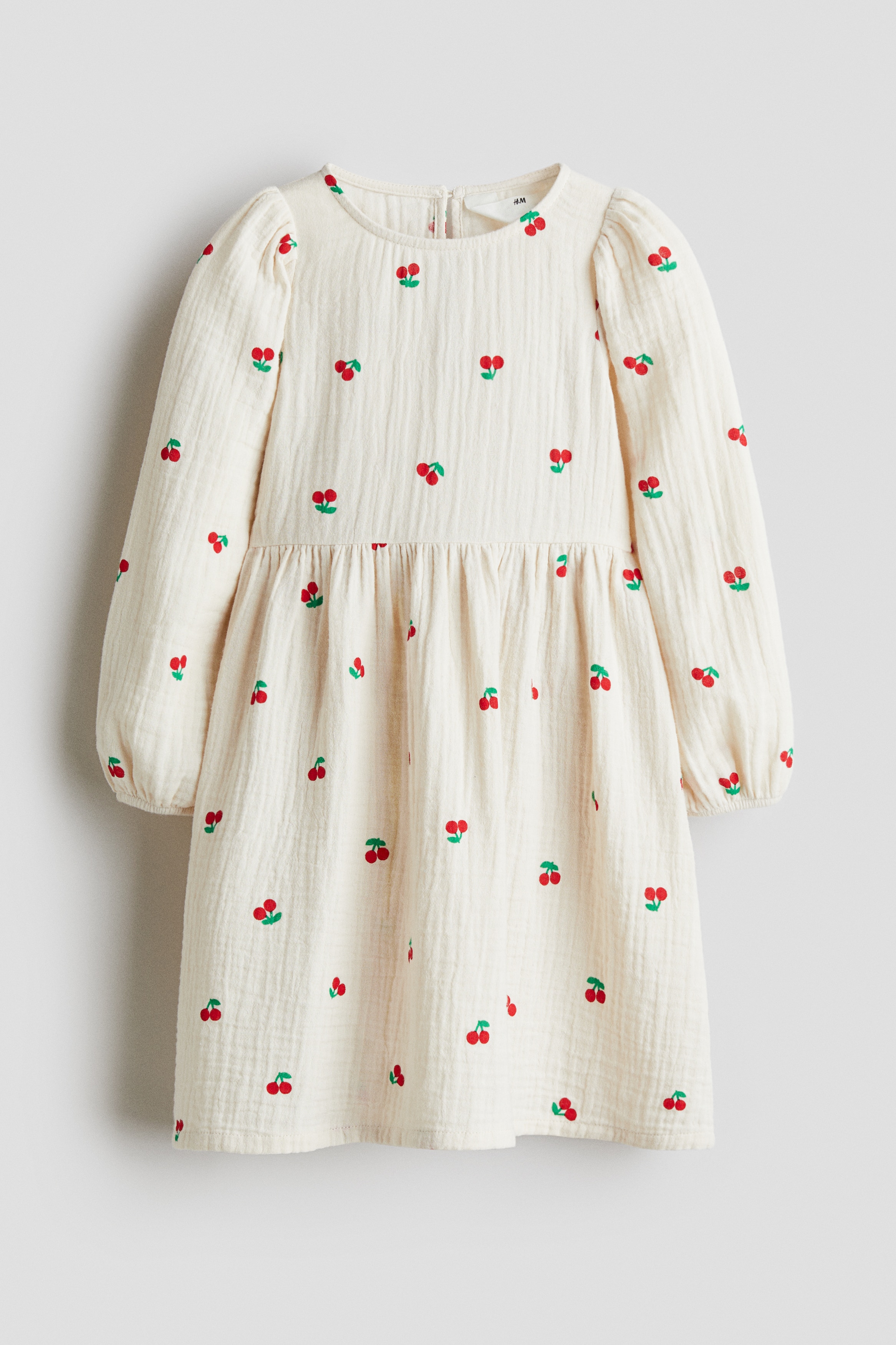 Cotton muslin dress - Cream/Cherries/Light pink/Cream/Floral/Light beige/Floral