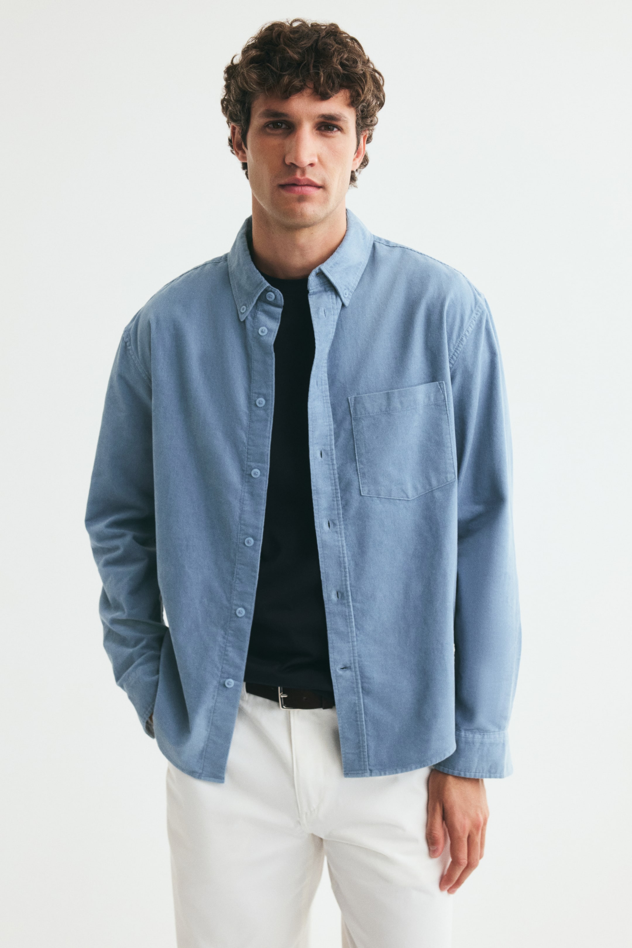 View larger image: Regular Fit Corduroy shirt - Light blue - Men | H&M 1
