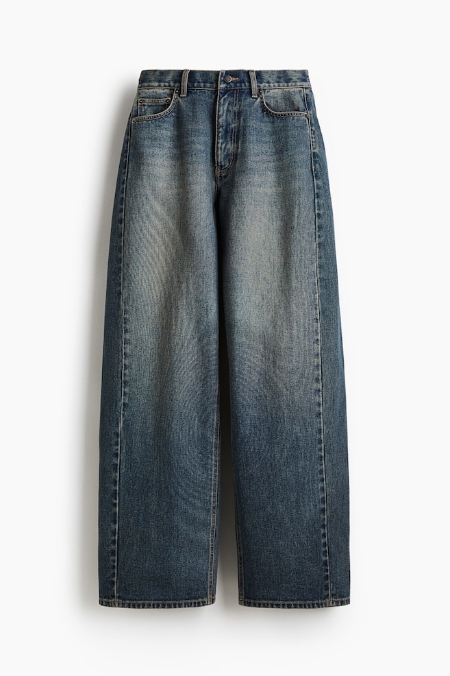 Barrel Leg Jeans - Denim blue/Washed black/White - 1