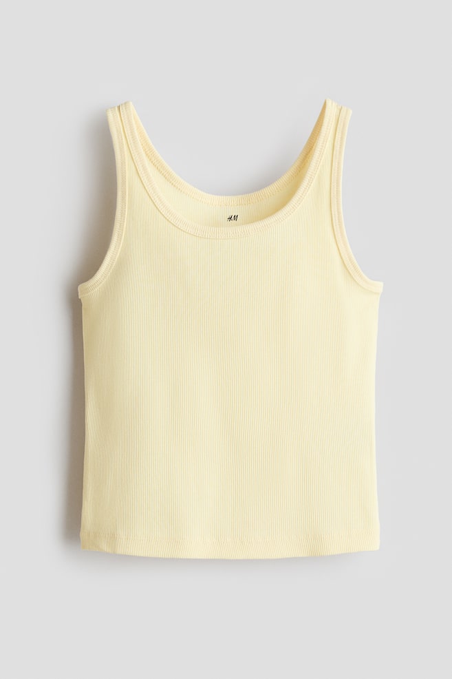 Ribbed Cotton Tank Top - Light yellow/White/striped/White/Black - 1