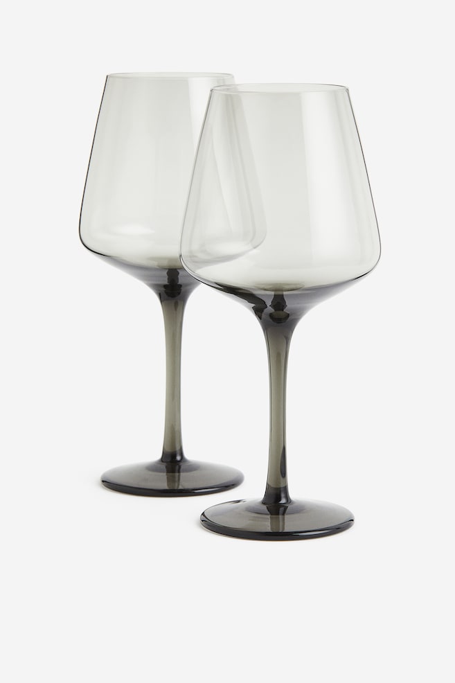 2-pack wine glasses - Dark grey/Beige - 1